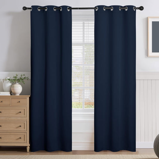PONY DANCE Door Curtains for Doorways Privacy - Home Decoration Window Covering for Closet/Hallway Light Block Noise Reducing for Living Room 42 x 80 inch, Navy Blue, 2 PCs