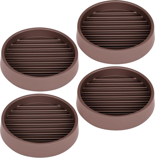 Non Slip Furniture Pads, 2.5” Round Rubber Caster Cups, Anti-Slip Gripper, Anti Slide Furniture Feet Floor Protectors for Bed Couch Stoppers - Brown, 4 Pack