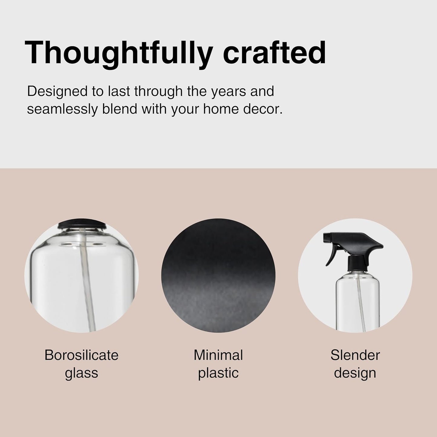 Public Goods Empty Glass Spray Bottle for Multi-Surface Cleaner | Refillable Spray Bottle for Cleaning | Made with Borosilicate Glass for Countertops, Tile, Floors, Appliances | BPA Free | 24 Oz