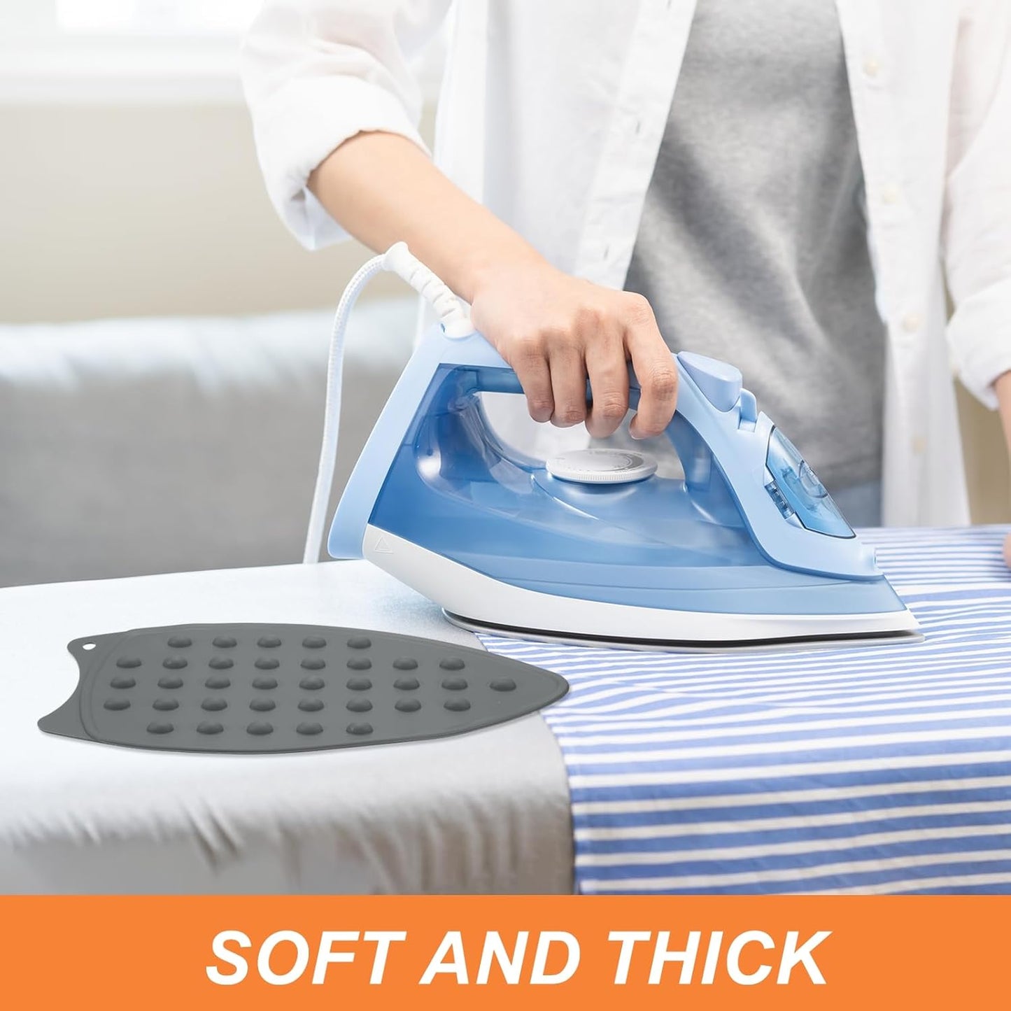 PATIKIL Silicone Iron Rest Pad, 2 Pcs Multipurpose Hot Heat Resistant Iron Rest Plate Protective Pad for Ironing Board Hot Resistant Steamer Steam Compact Mat, Gray