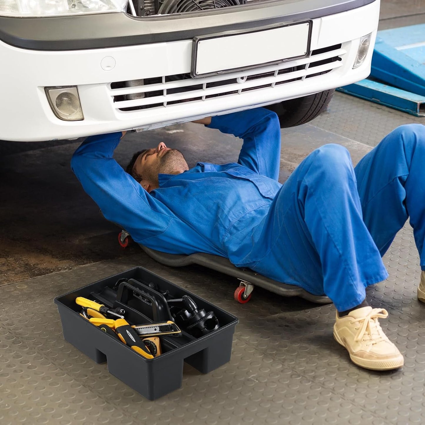 6 Pack Plastic Cleaning Caddy with Handle for Cleaning Supplies, Gray Plastic Carry Caddy Cleaning Tote