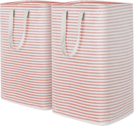 Lifewit 2 Pack Laundry Hamper Large Collapsible Laundry Baskets, Freestanding Waterproof Clothes Hamper with Easy Carry Handles in Laundry Room Bedroom Bathroom College Dorm for Adults, Pink, 2 x 80L