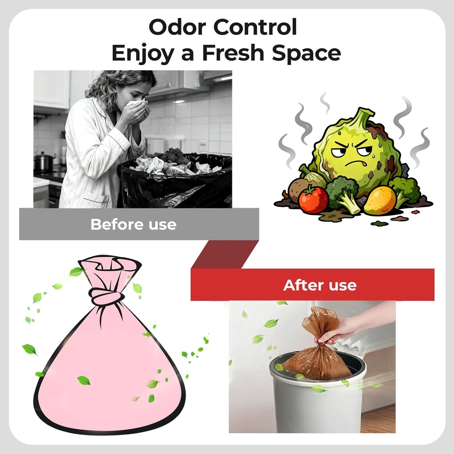 Odor Sealing Small Trash Bags Home & Food Use XS-220 Count Disposable Bags, Durable and Unscented (Color:Blue)