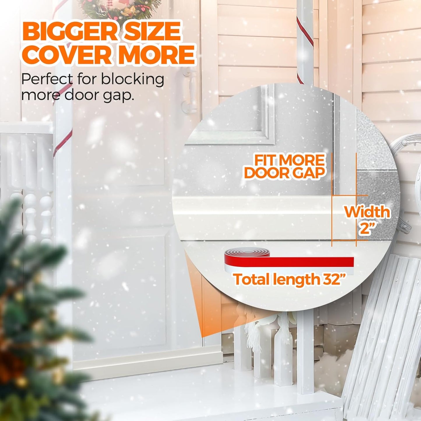 Holikme Door Draft Stopper Under Door Draft Blocker Insulator Doors Sweep Weather Stripping Noise Stopper Strong Adhesive, White