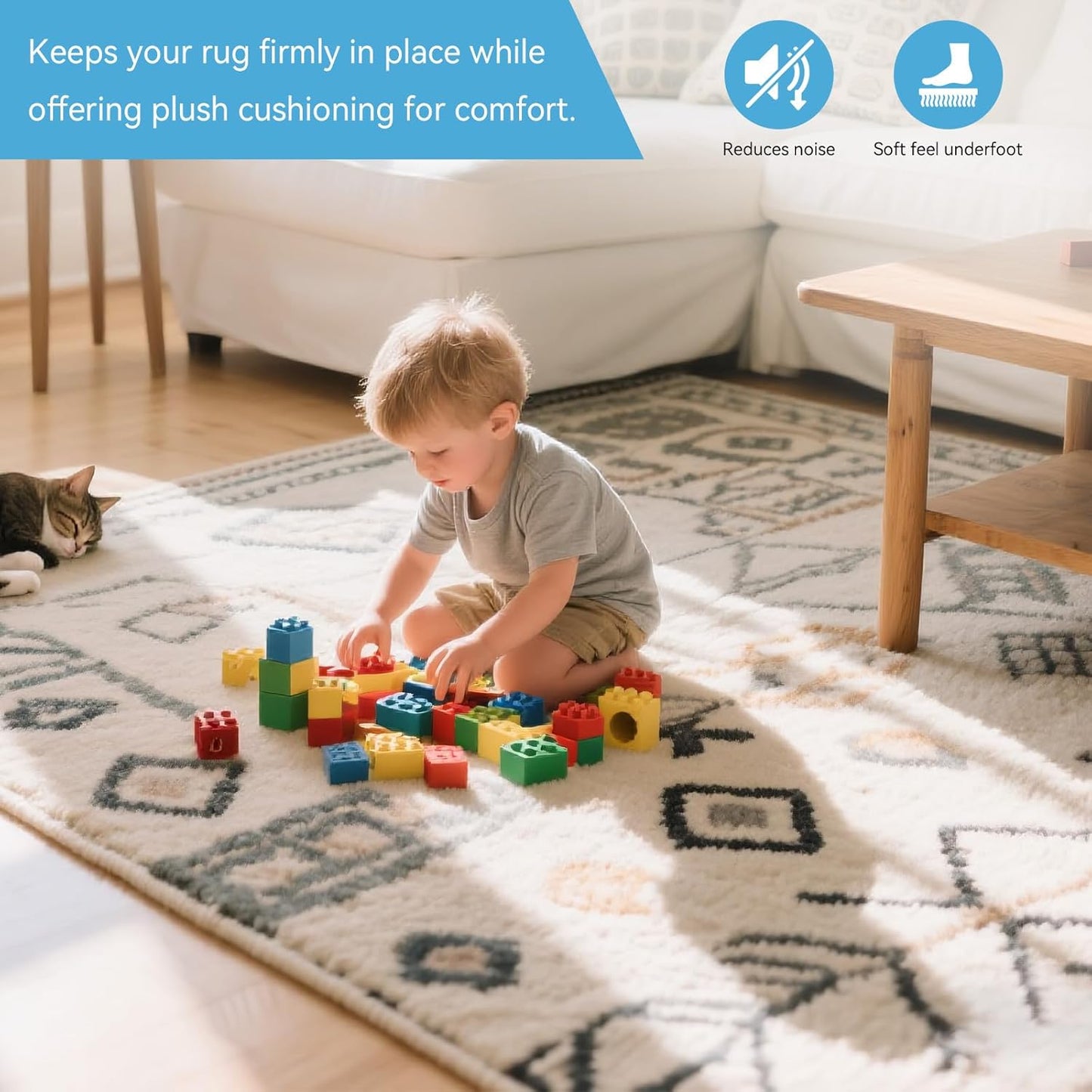 Warmstar 2x6 FT Non Slip Rug Pad,100% Waterproof Felt Rug Pad for Hardwood Floors,1/8” Thick Soft Carpet Pad with Natural Rubber Backing, Secure Grip & Floor Protection