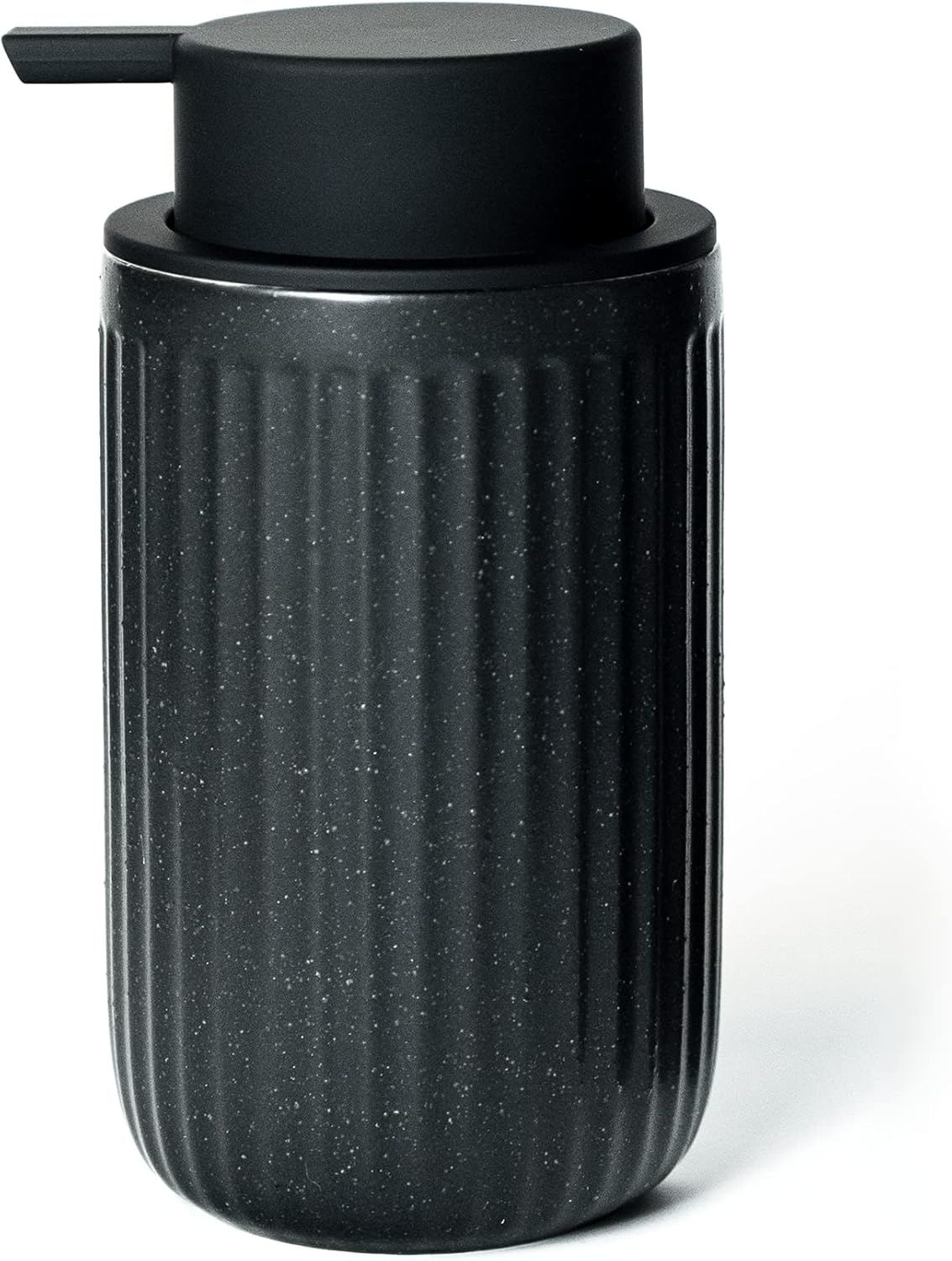 Black Ceramic Foaming Soap Dispenser, Speckled Rippled 12 oz Bottle with Black Silicone Pump, Foam Dispenser for Kitchen or Bathroom, Speckled Black