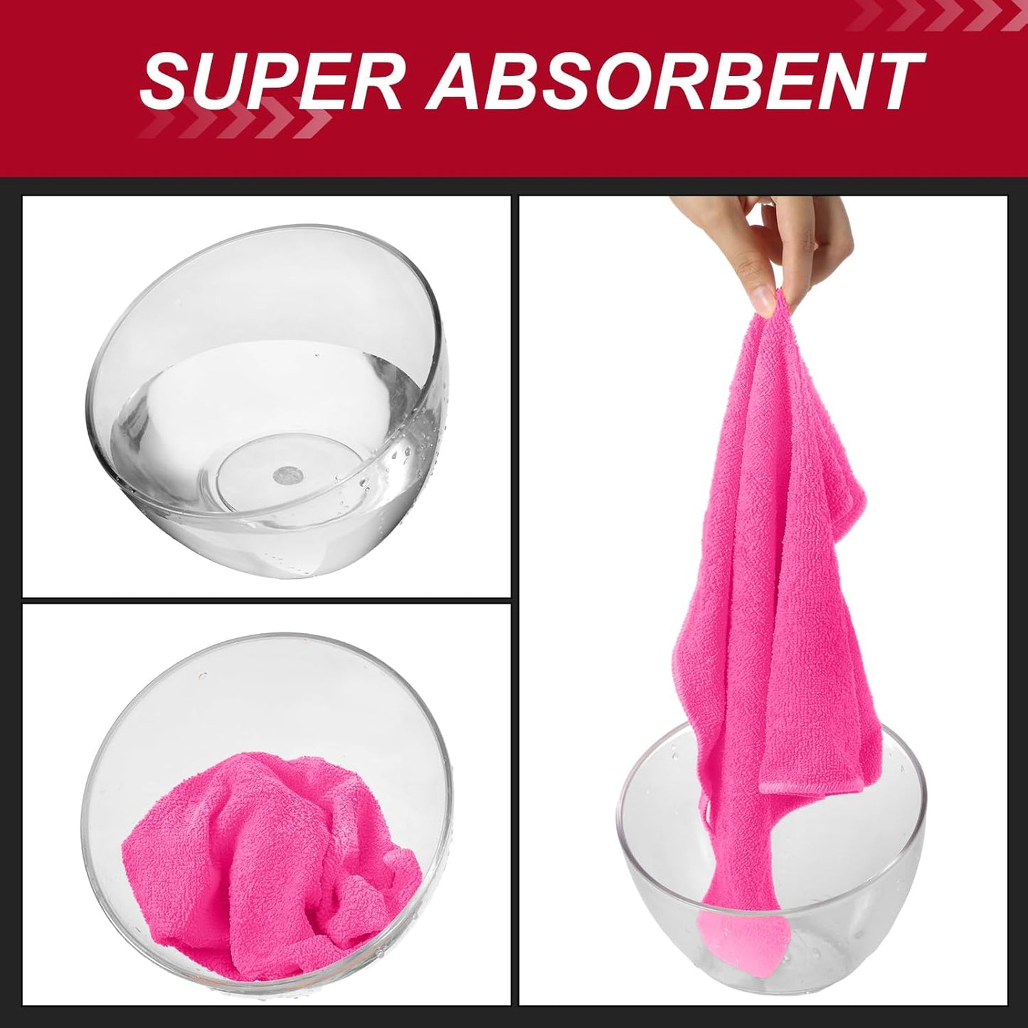 200 Pcs Microfiber Cleaning Cloth 16x16 Inch Microfiber Towels for Car Ultra Absorbent Cleaning Rags Reusable Lint Free Streak Free Detailing Towel for Car Washing Drying Dusting (Pink)