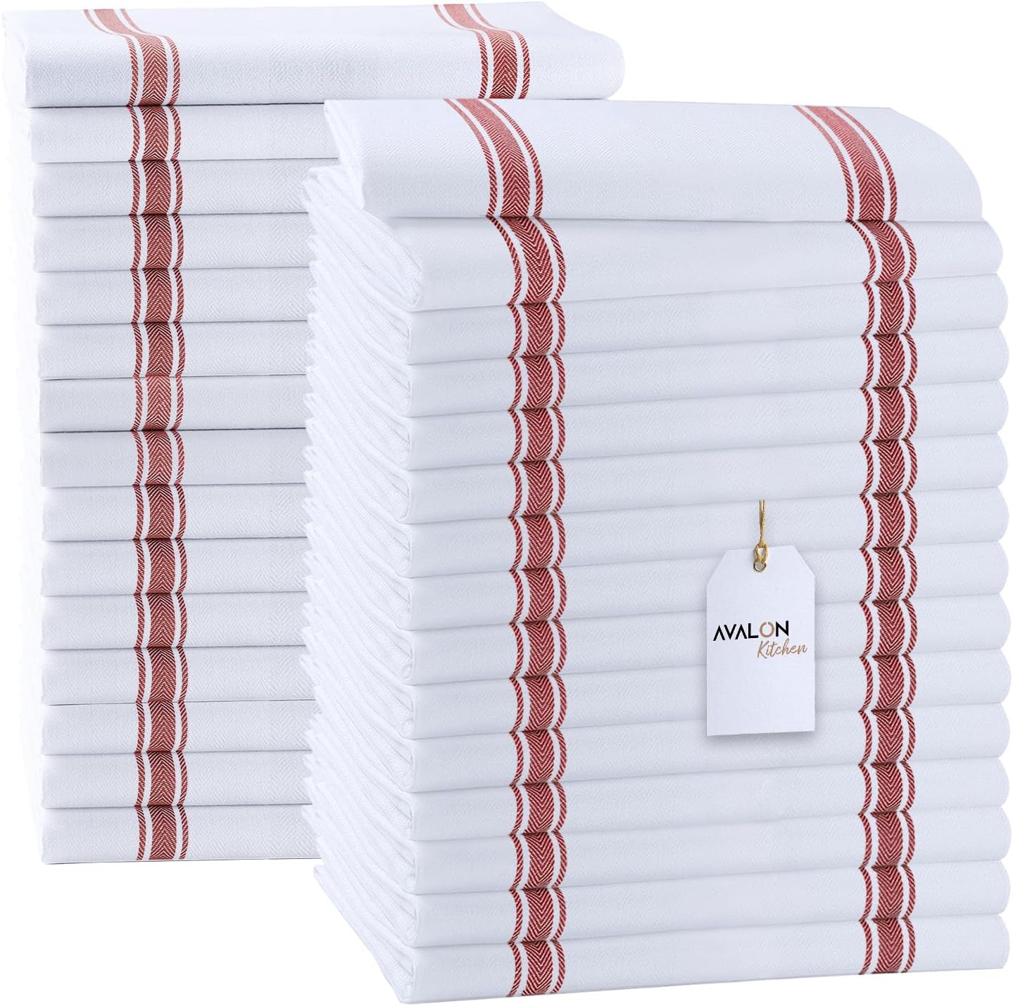 Dish Towels Set (Value Pack of 30) Size 15x25 Inch, 100% Cotton Soft & Absorbent Linen Kitchen Towels, Tea Towels, Reusable Cleaning Cloths for Household Cleaning (Red)