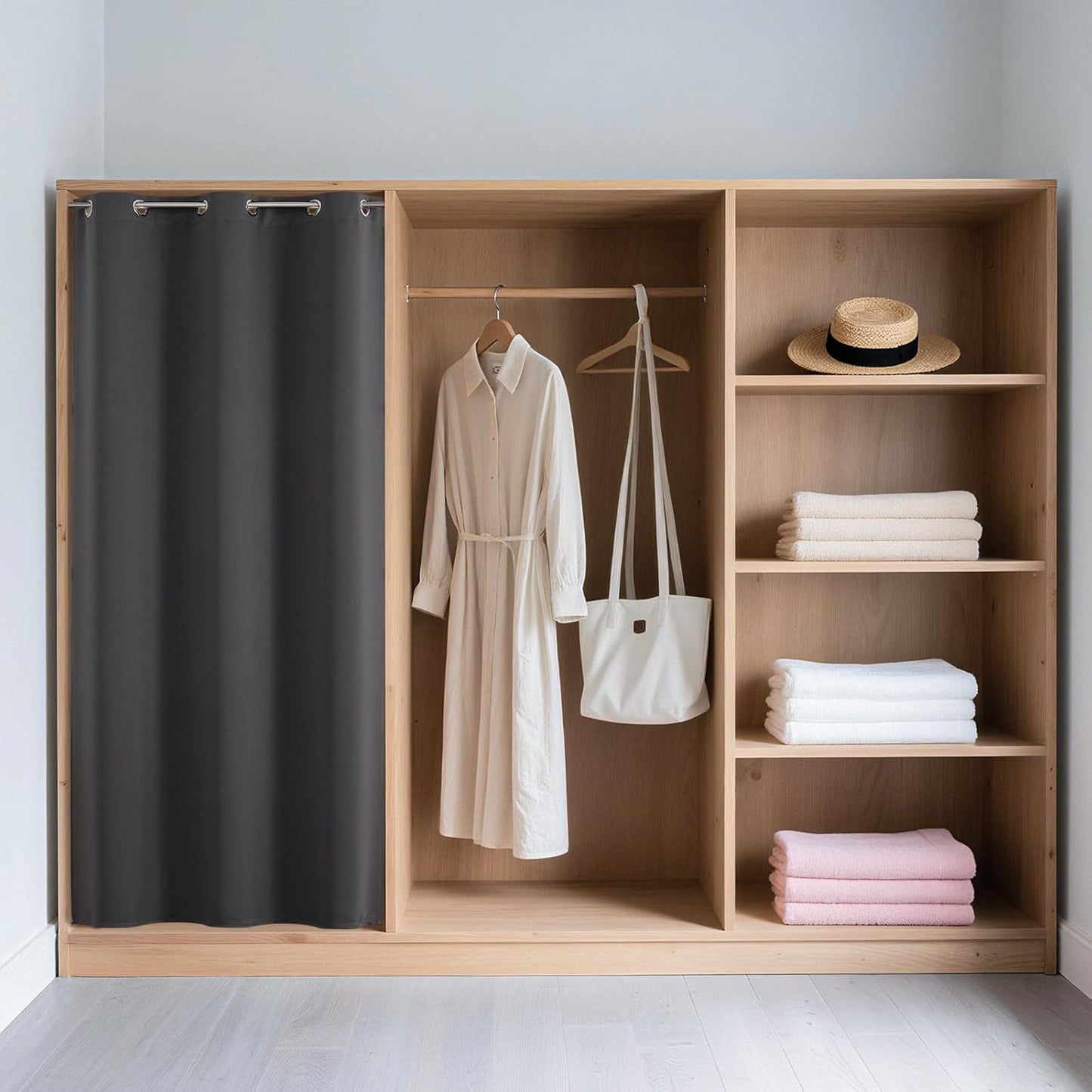 Joydeco Blackout Door Curtain for Doorway Privacy 78 Inches Long, Grommet Closet Curtain for Open Closet, Room Divider for Bedroom Living Room (Grey, 52Wx78L, 1 Panel)