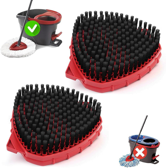 2 Pack Scrub Brush Attachment Compatible with O Cedar EasyWring Microfiber Spin Mop 1 Tank System, Upgraded Floor Scrubber Mop Replace Head, More Bristles Brush Heads for Kitchen, Deck and Bathroom