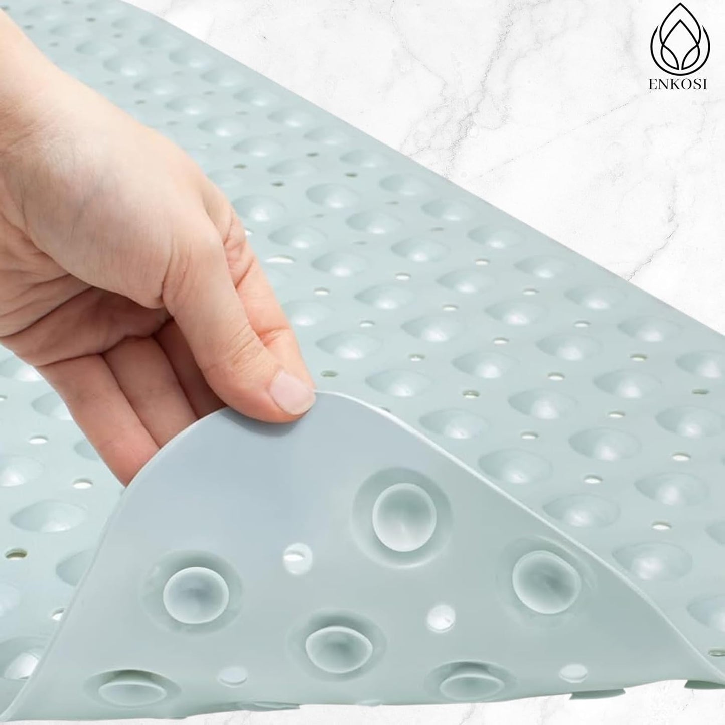 ENKOSI Bath Mat - Large Non Slip Bathtub & Shower Mat - Extra Long 40 x 16 Inch Bathroom Mats for Tub Nonslip Anti Slip Bathmats (40x16 Mint Green 1-Pack)