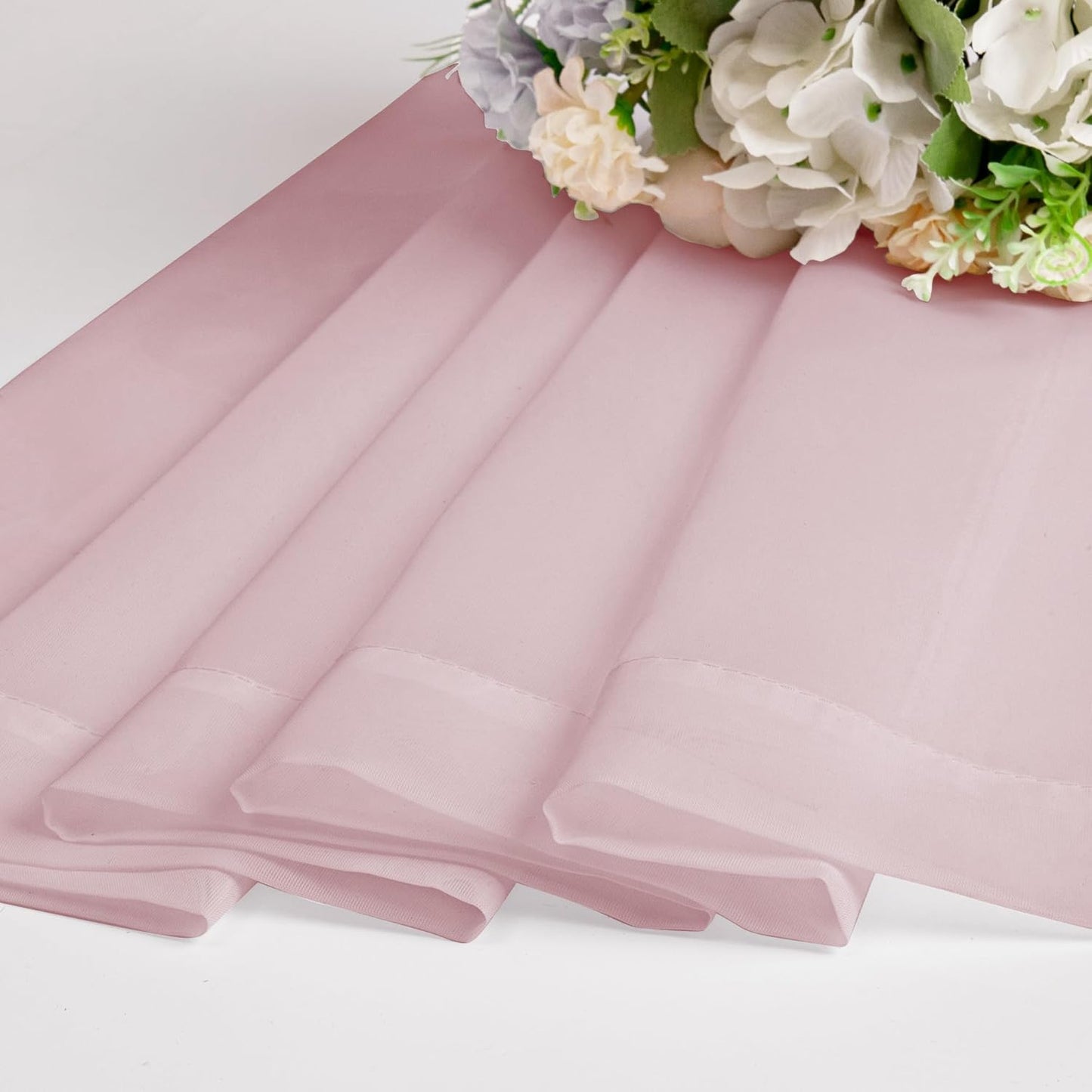 Chyhomenyc Sheer Blush Pink Curtains 90 inches Long 2 Panels, Light Filtering Soft Airy Solid Elegant Voile Window Treatment Drapes for Bedroom Living Room Wedding Party Decor, 42 Wx90 L Inches