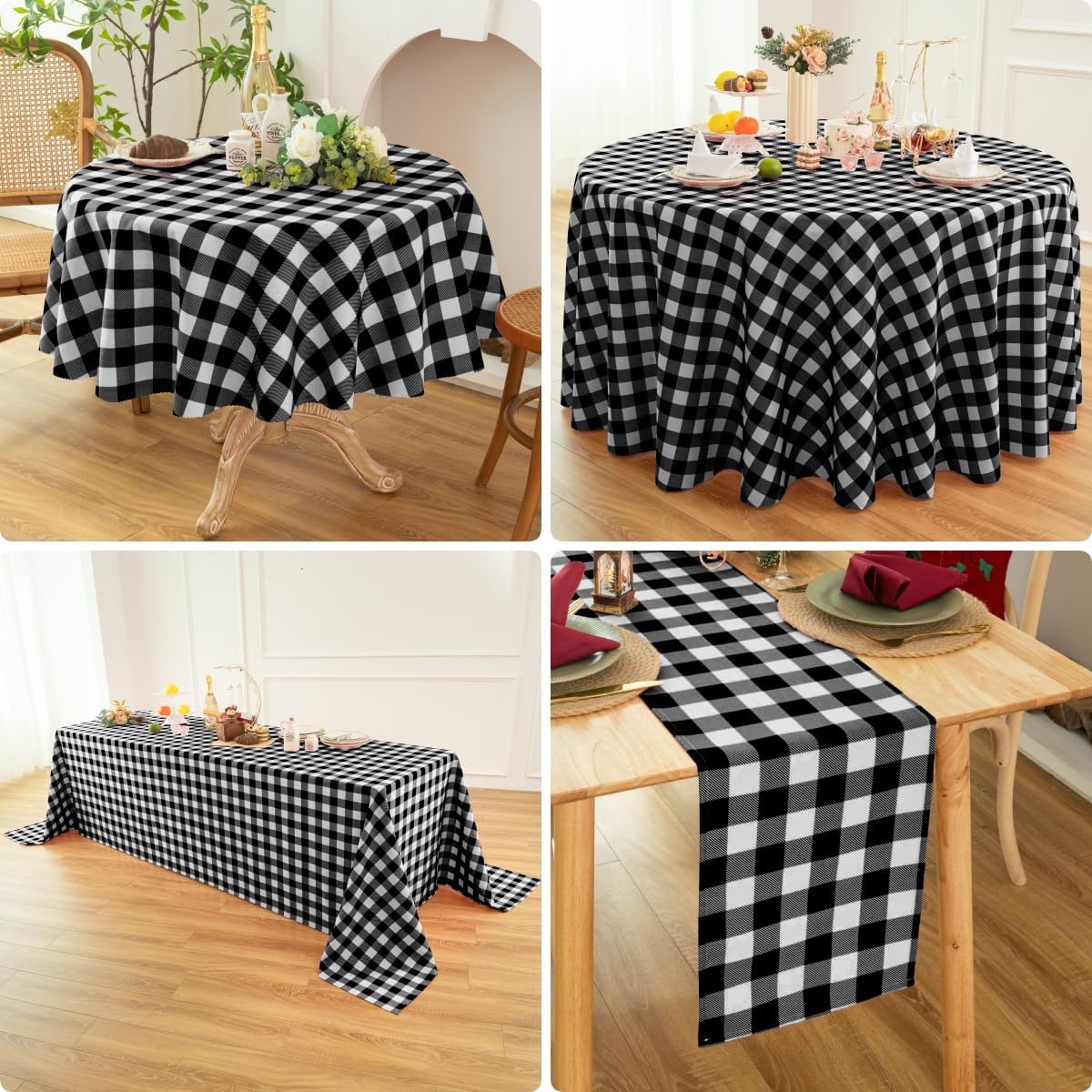 Waterproof Plaid Tablecloth Fabric - Square 58x58 Inch Classic Gingham Checker Table Cloth for Indoor/Outdoor Use - Buffalo Table Cover for Picnics, BBQs, and Parties