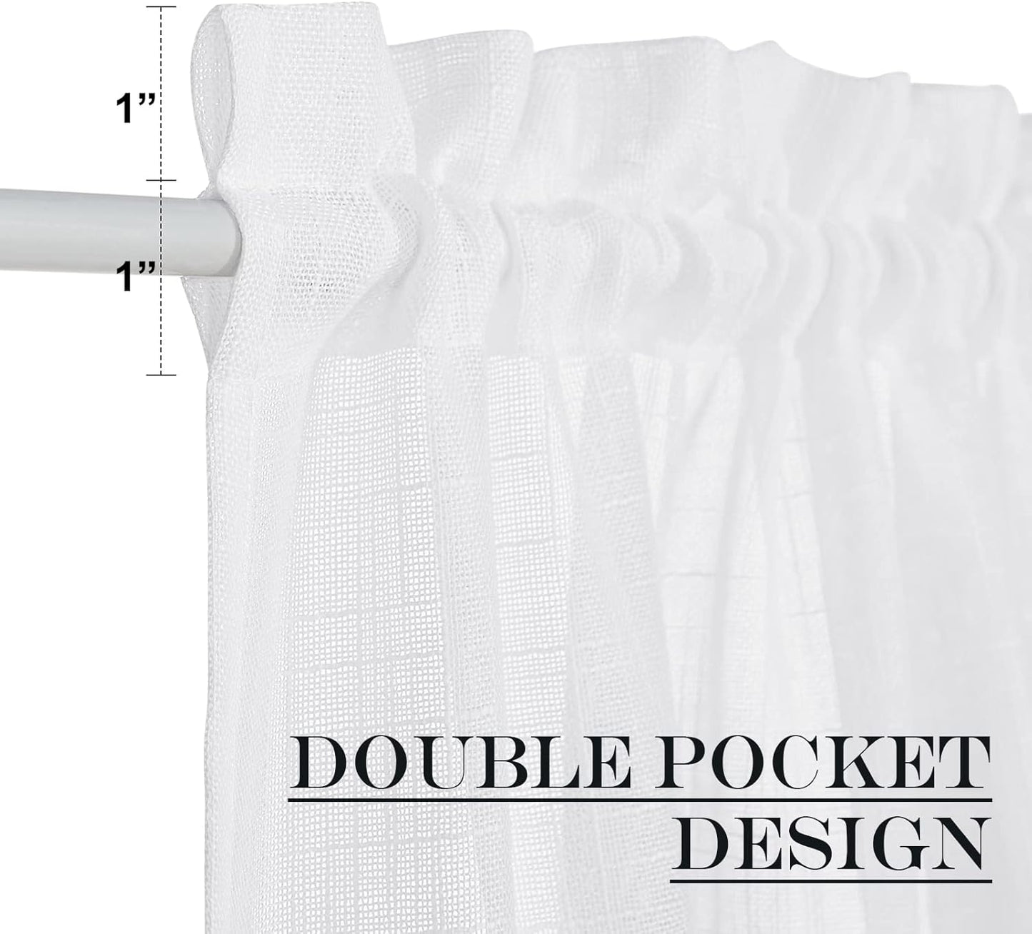 NICETOWN White Sheer Curtains for French Front Door, Short Curtains for Small Window, Sidelight Thermal Insulated Door Side Window Covering, W26 x L64, 1 Panel