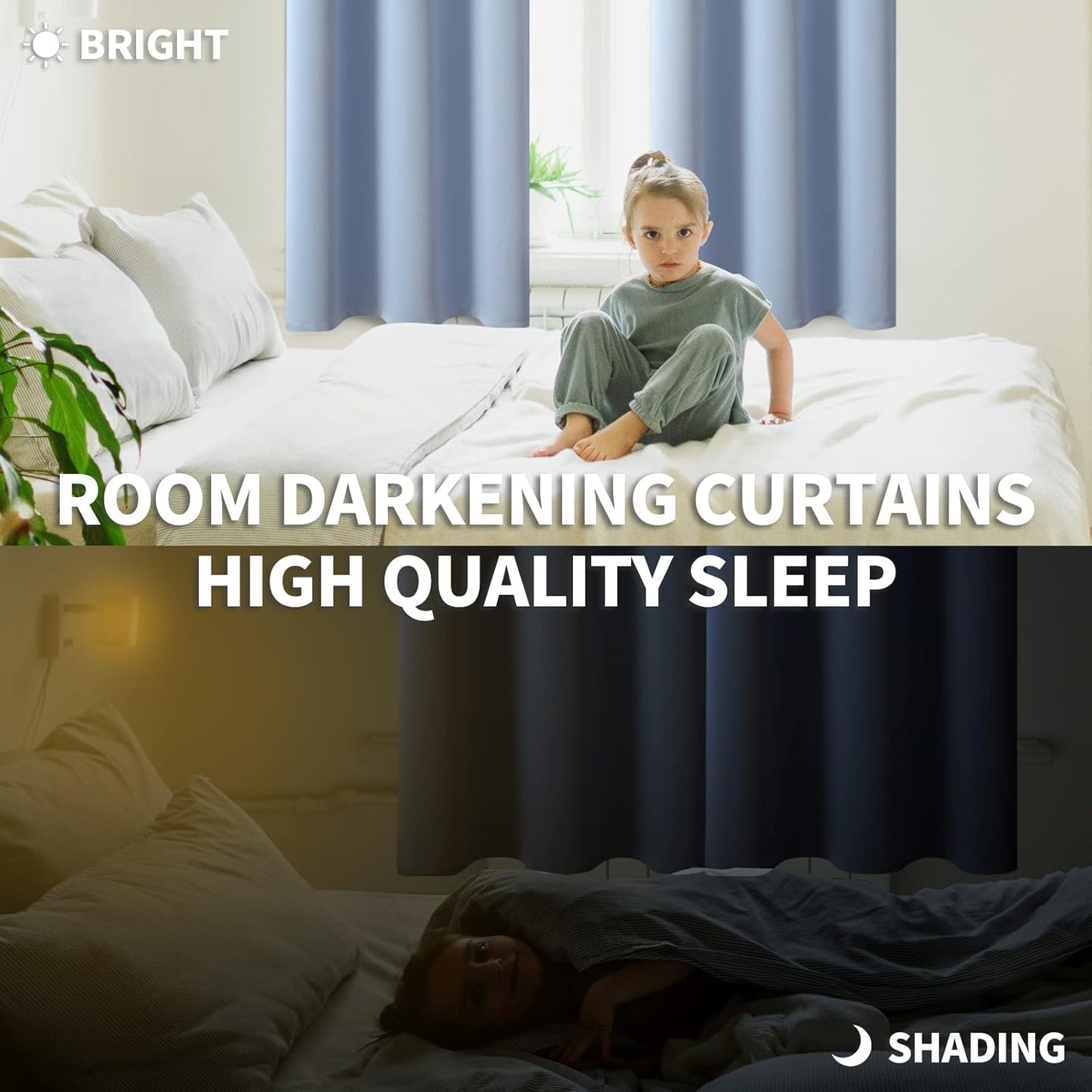 BGment Baby Blue Room Darkening Curtains for Bedroom Kitchen Window 40 Inches Long - Thermal Insulated Short Drapes Privacy for Nursery Kids Cafe Bathroom, 42 x 40 Inch, 2 Panels