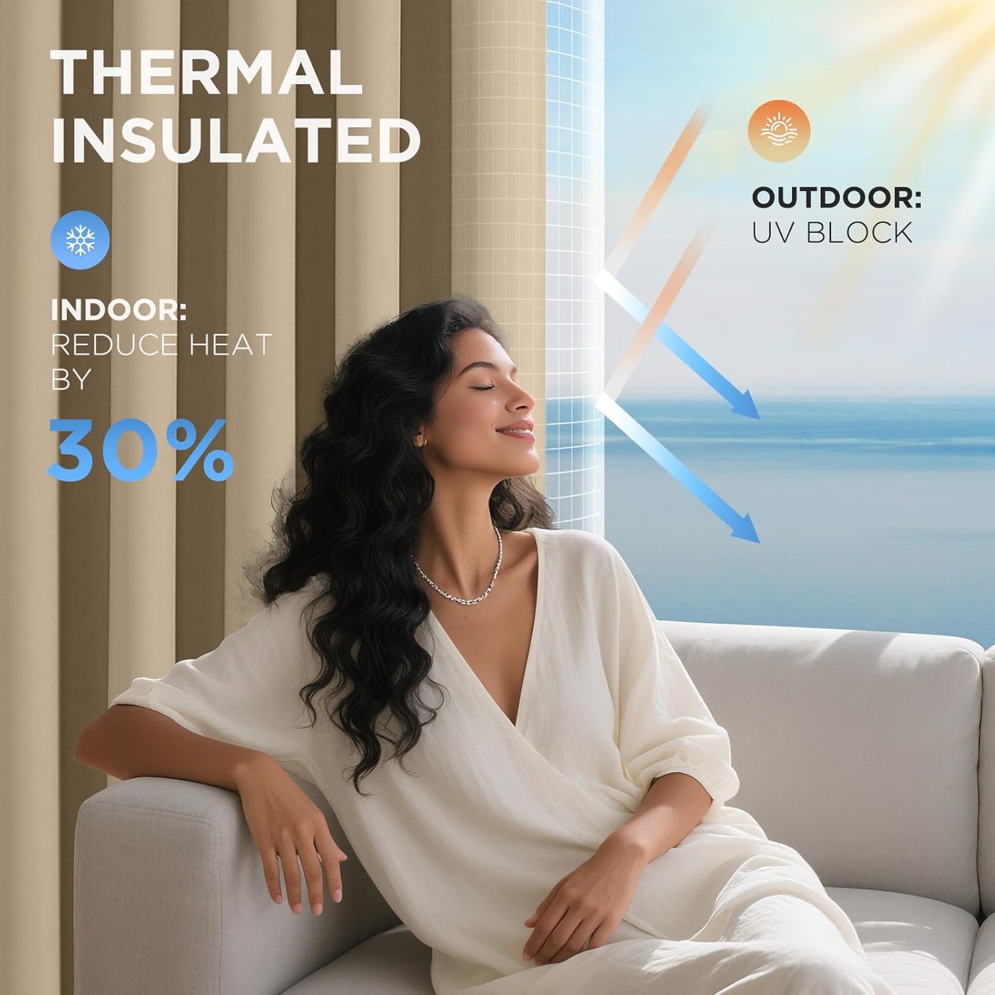 Joydeco Blackout Door Curtain for Doorway Privacy 78 Inches Long, Grommet Closet Curtain for Open Closet, Room Divider for Bedroom Living Room (Light Beige, 40Wx78L, 1 Panel)