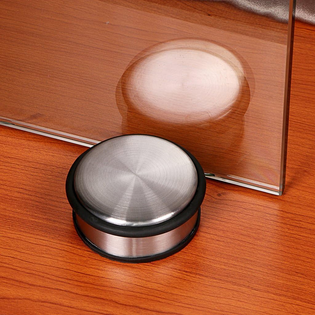 Sumnacon Heavy Duty Floor Door Stopper No Drill, Durability Stainless Steel Door Stops with Anti-Skid Rubber - Contemporary Decorative Safety Door Wedge for Home Office Commercial Industrial, Silver