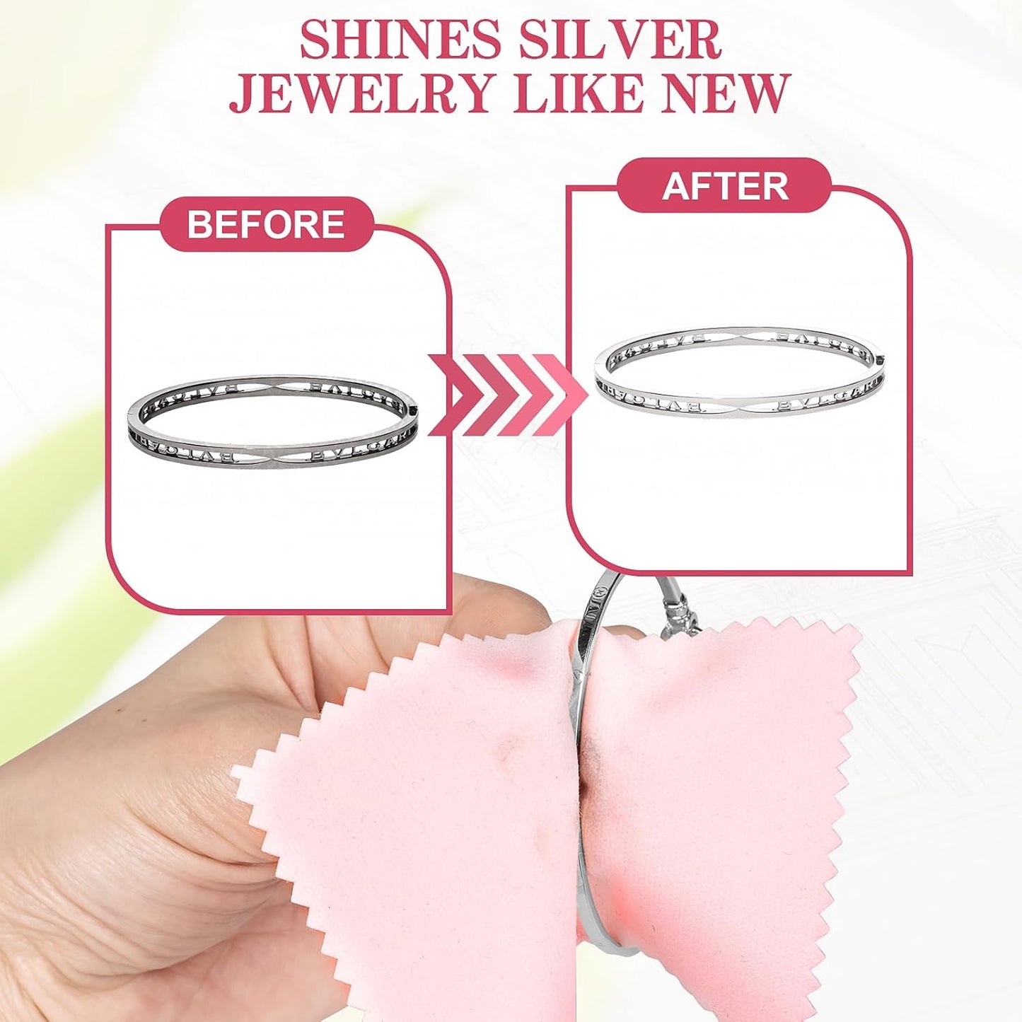 28 Pcs Jewelry Polishing Cloth for Sterling Silver Jewelry, Pink Cleaner Cloth for Rings, Includes 40 Pcs Small Jewelry Bags, Gift for Men and Women