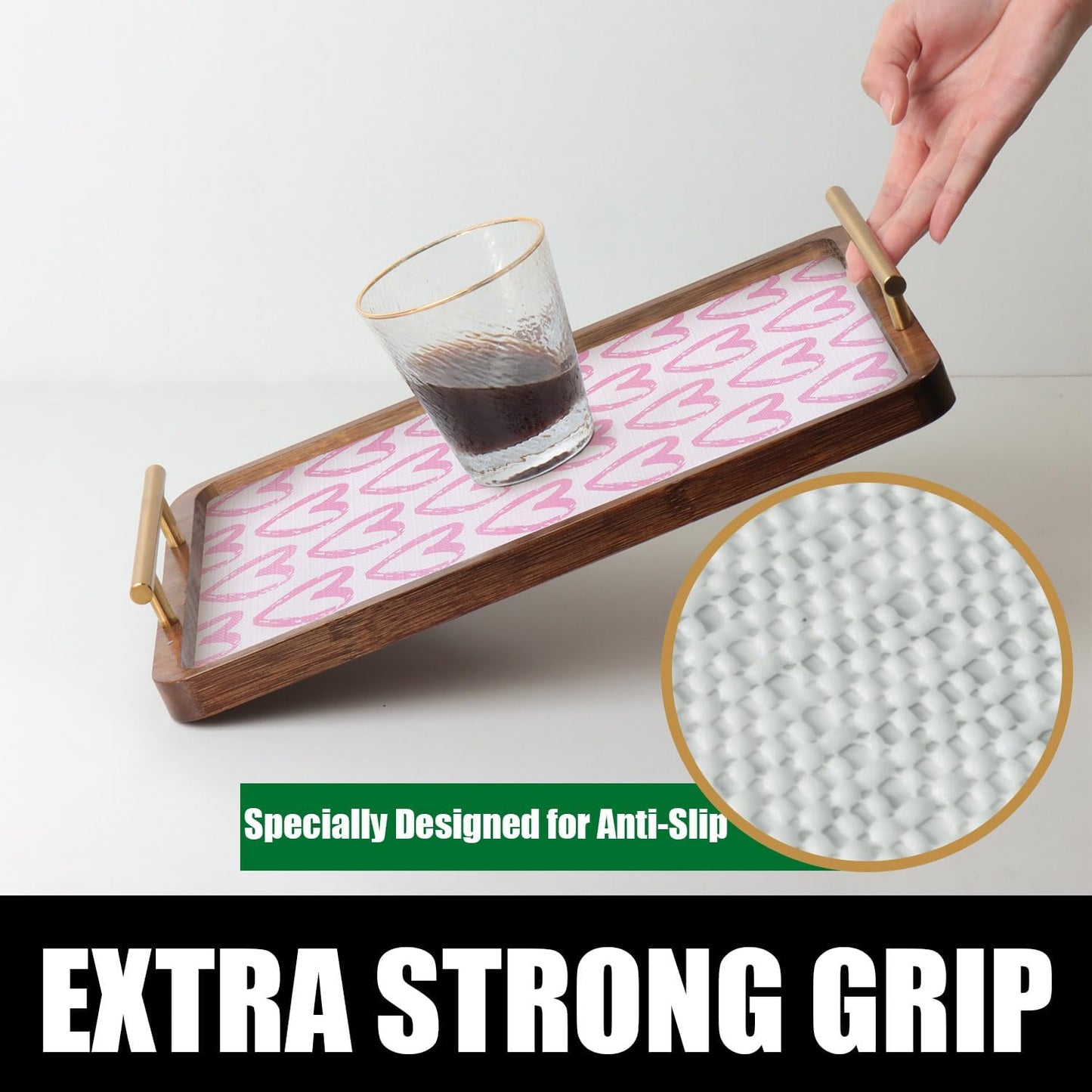 Pink Heart Shelf and Drawer Liner for Cabinets, 12IN x 20FT Non-Adhesive and Strong Non-Slip Shelf Cabinet Drawer Liners for Kitchen,Table,Bookshelves,Waterproof Cupboard Liners,Easy to Clean