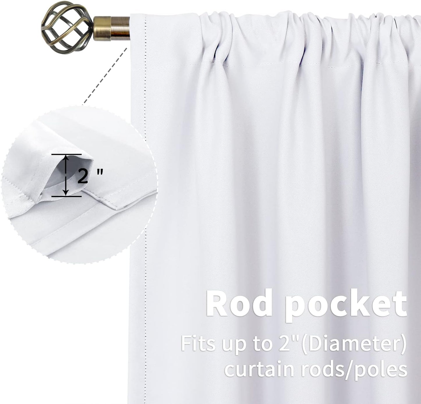 BGment Short White Curtains 36 Inches Length - Rod Pocket 42 Inch Width Privacy Window Treatments Drapes for Kitchen Cafe Bathroom, 2 Panels, 42 x 36 Inch