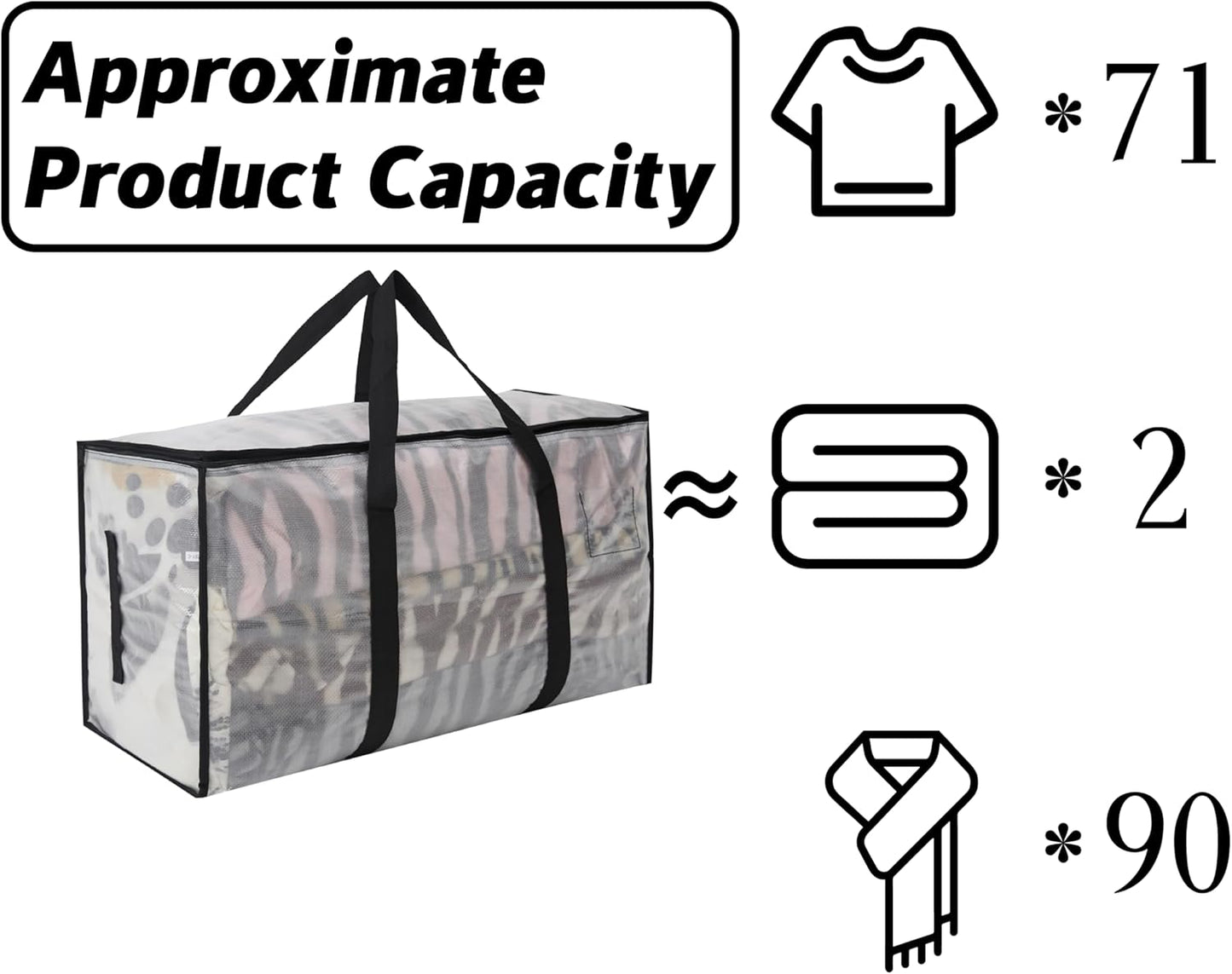 Heavy Duty 93L (24.5 Gallon) Stackable Storage Bins with Fully Openable Lids,Moving Bags Heavy Duty, Clear Plastic Totes for Moving Storage, Home Organization, Closet, Dorm Room. 8 pack