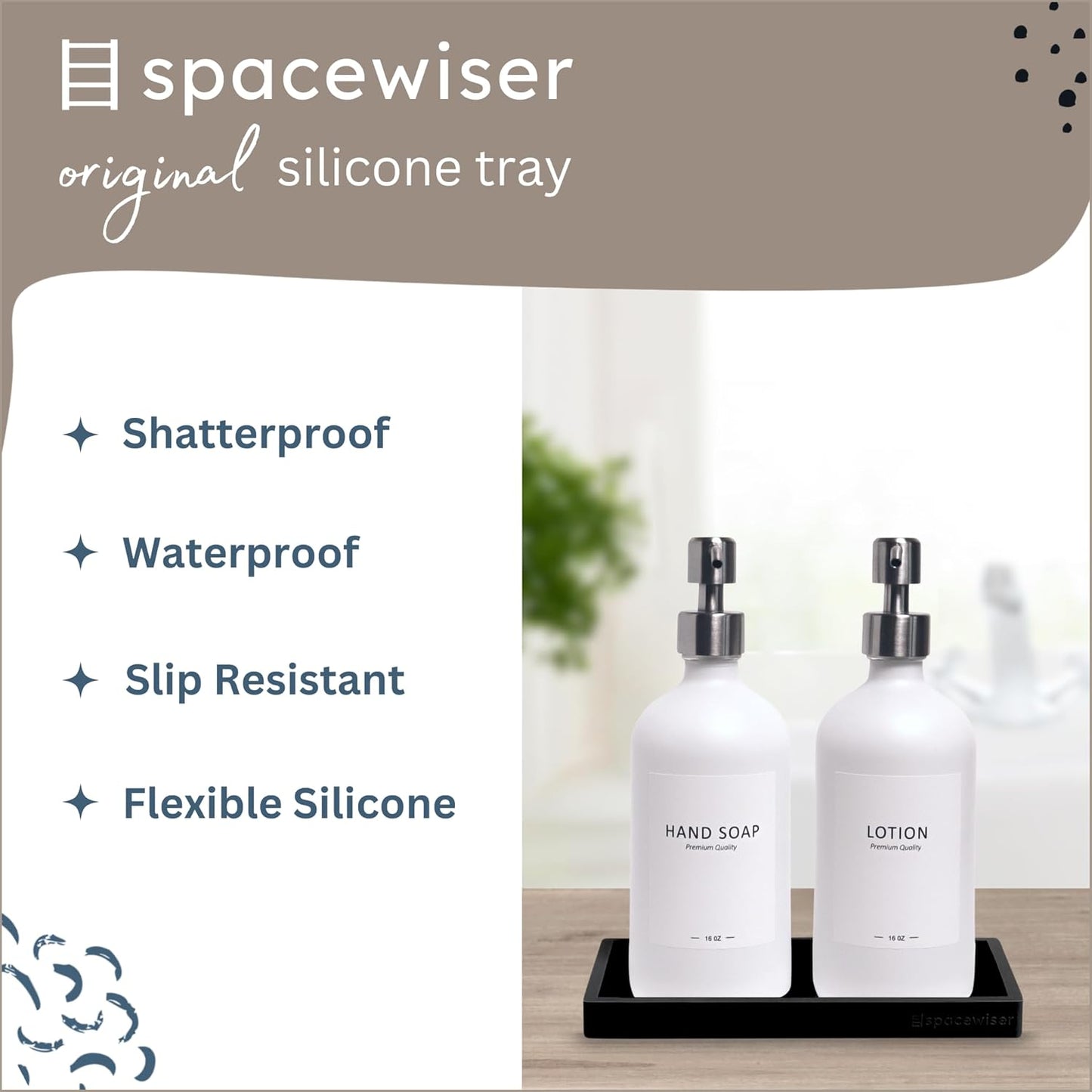 Countertop and Vanity Tray - 2 PC Small 7.7" Silicone Bathroom Trays, Kitchen Soap Tray, Dish Sponge Soap Holder Kitchen Sink Organizer Caddy, Bathroom Counter Trays for Lotion Dispenser