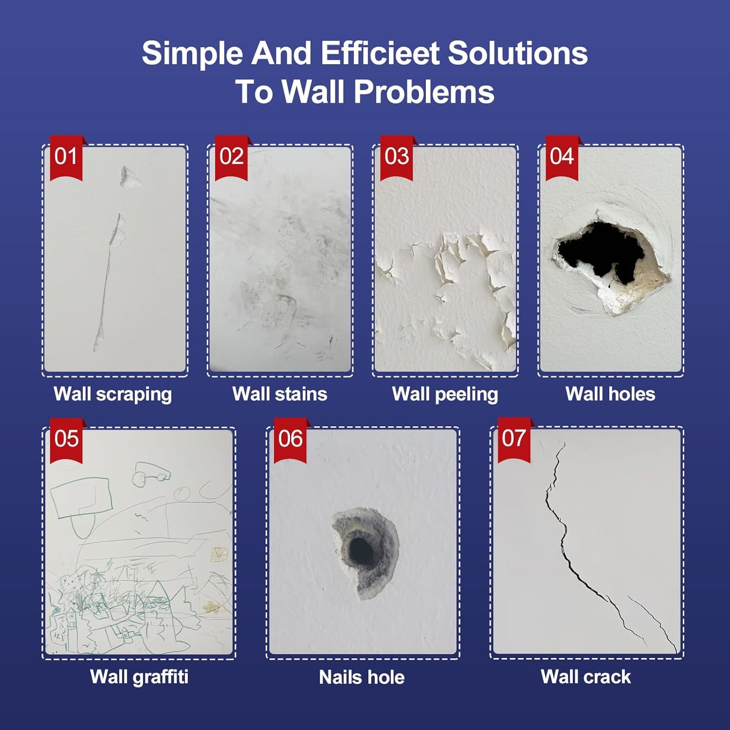 17.2oz Drywall Patch Repair Kit - Professional All-in-1 Tool Set (Scrapers/Sanding Sponge/Texture Sponge/Gloves/ Aluminum Patches/Putty Knife) for Fast Wall Hole Repair