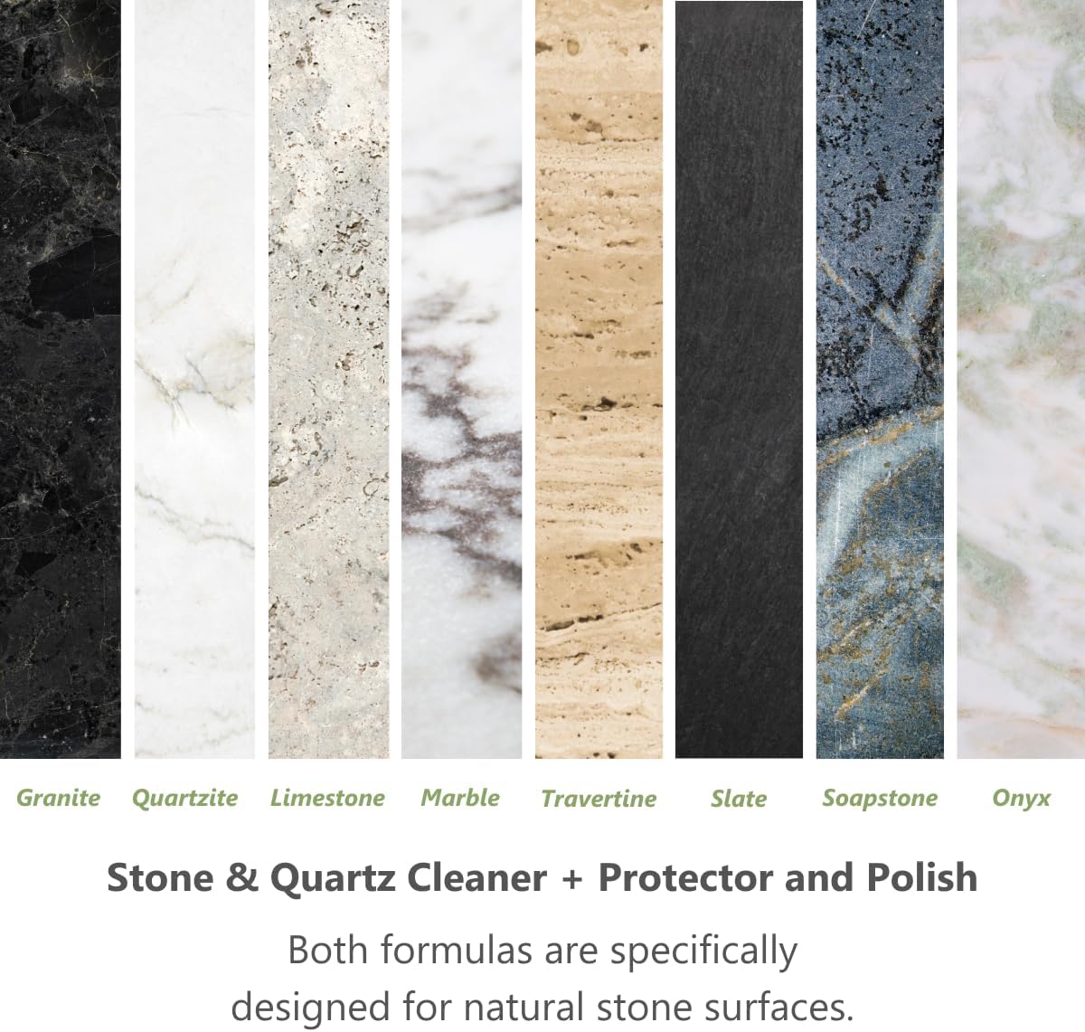 MORE - Twin Pack - Includes Stone & Quartz Cleaner + Polish - Granite, Quartz & Marble Cleaner & Polish - For Kitchen & Bathroom Countertops - Pack of 2 16oz Sprays - Peppermint-Thyme