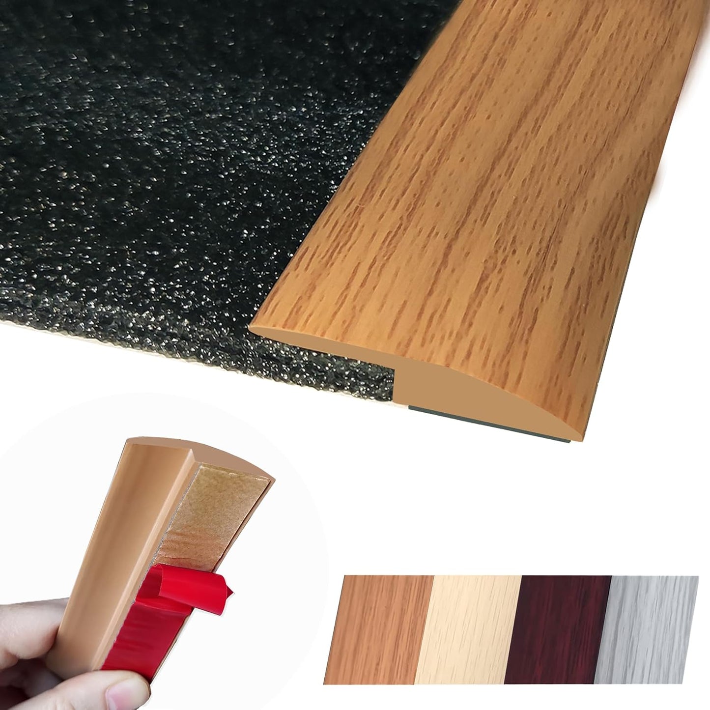 1/5 inch Height Floor Transition Strip, Self Adhesive Carpet Wood Tile Vinyl Flooring Laminate Transition Cover Edge Trim Gap Doorway Threshold for Uneven Floors (120 inches, Light Brown Coffee)