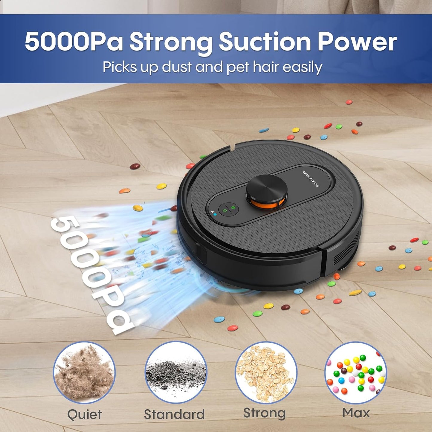 Robot Vacuum and Mop with Self-Emptying, 5000Pa Robot Vacuum Cleaner with LiDAR Navigation, Mapping,60-Day Hands-Free, Wi-Fi/App/Alexa Control, Ideal for Pet, Hard Floors, Carpet