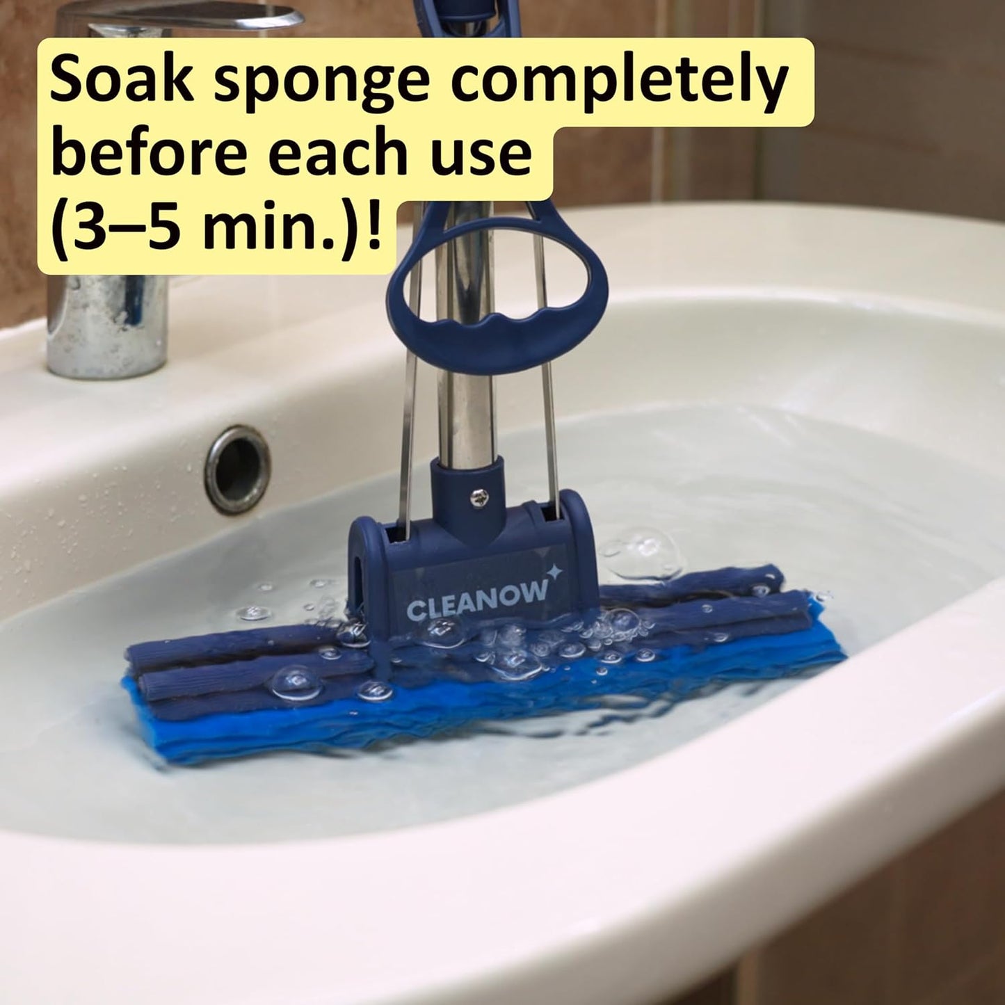 OneTouch GO! Floor Cleaner, Floor Mops, Sponge Mops, Mop with Wringing Function (Cleanow OneTouch GO! Mop + 2 Refills)