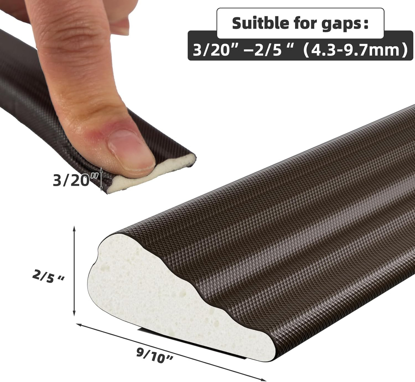 9.8 Ft Weather Stripping Seal Strip for Doors/Windows,Soundproofing Window Insulation Draft Stopper for Winter, Selfadhesive Foam Weather Strip for Door Frame,Door Gap Filler Noise Blocker(Brown)