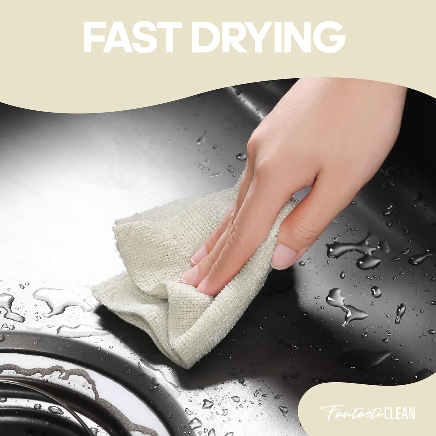 Fantasticlean Microfiber Cleaning Cloth Roll 4 Rolls 240 Pack, Tear Away Paperless Towels, 8" x 8", Reusable Washable Rags, Home Kitchen, Pet, Office, Indoor Outdoor, Compact and Portable (Off-White)