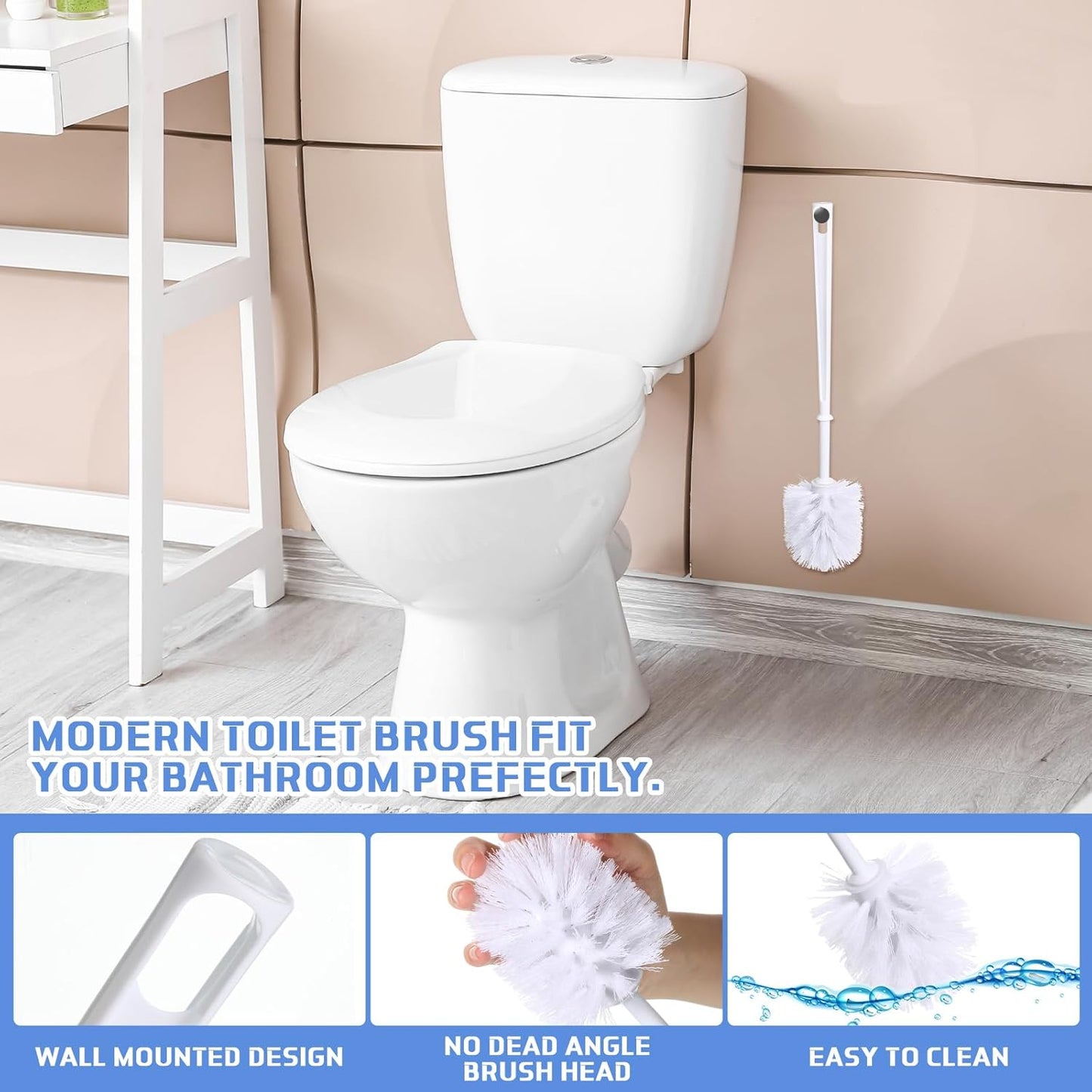 Mimorou 25 Pcs White Toilet Brush, Bathroom Toilet Bowl Brush, Soft Bristle Long Handle Plastic Toilet Scrubber for Bathroom