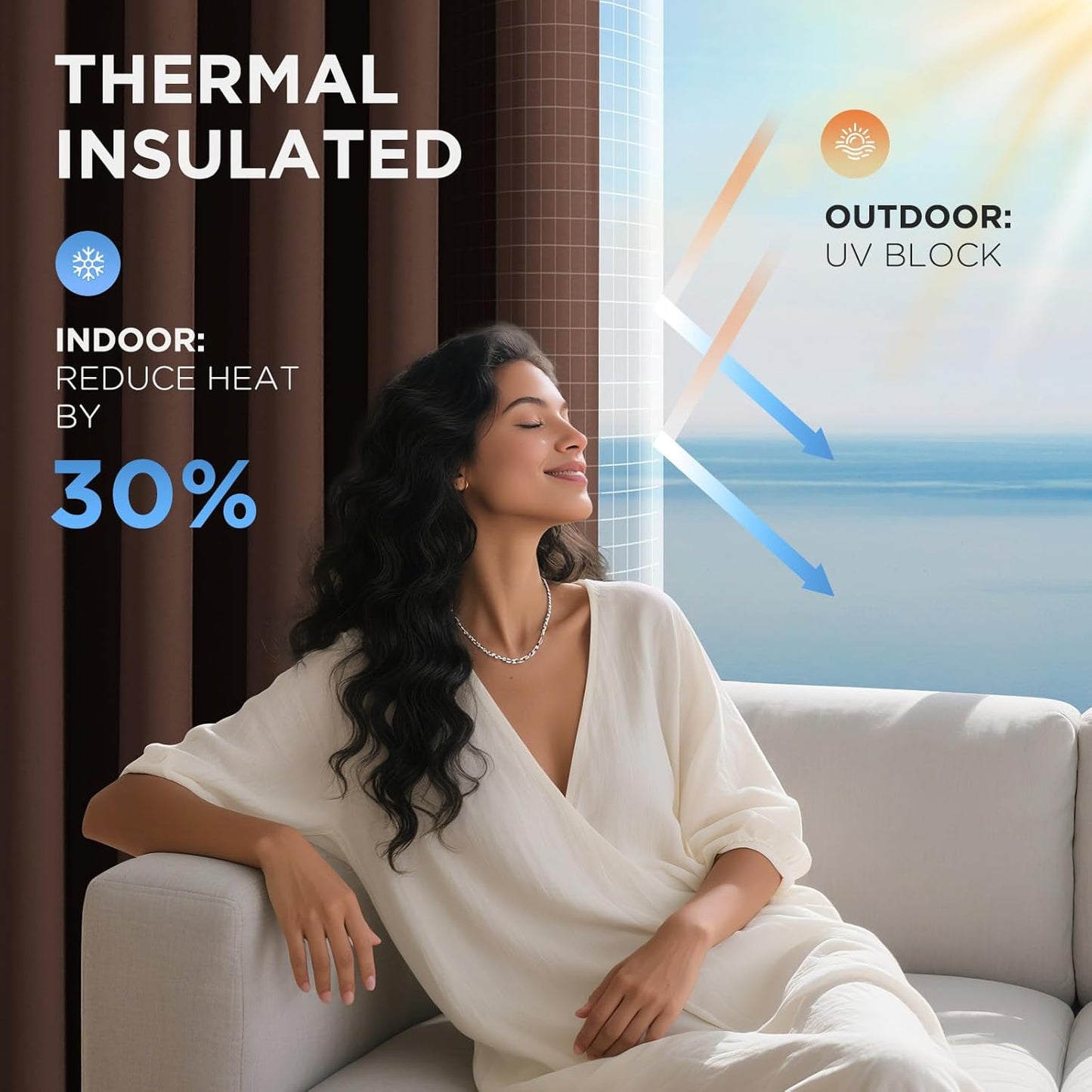 Joydeco Blackout Patio Sliding Door Curtains 108 Inches Long, Grommet Privacy Room Divider Curtains, Extra Wide Thermal Blackout Drapes for Bedroom Living Room (Chocolate, 70Wx108L, 1 Panel)