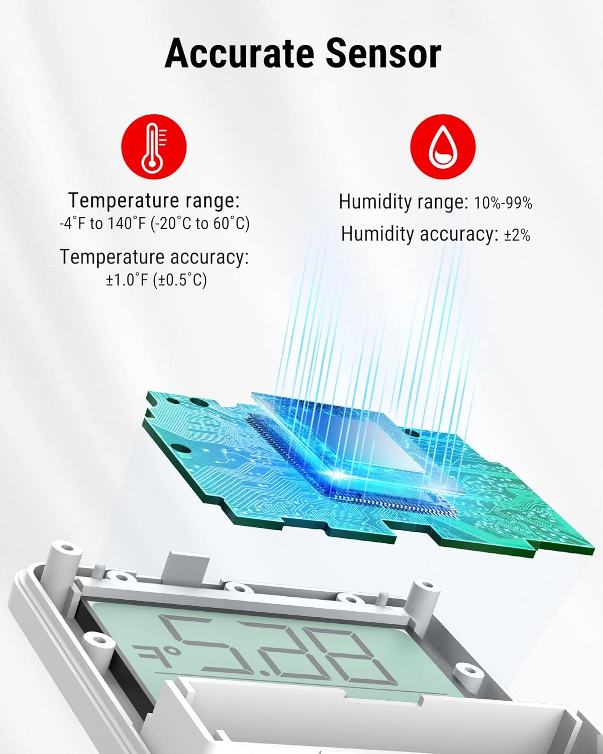 ThermoPro TP357 Digital Hygrometer Indoor Thermometer of 260FT, Bluetooth Thermometer Humidity Meter with Smart App, Room Thermometer Humidity Gauge with Temperature Humidity Sensor