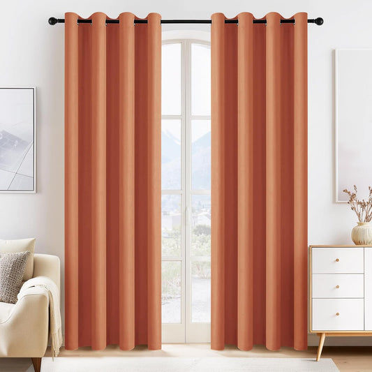 PONY DANCE Burnt Orange Blackout Curtains 80 inch Long 2 Panels Set, Thermal Insulated Solid Grommet Closet Curtains for Bedroom Closet Door, Temporary Doorway Cover Room Divider Drapes, W 55" x L 80"