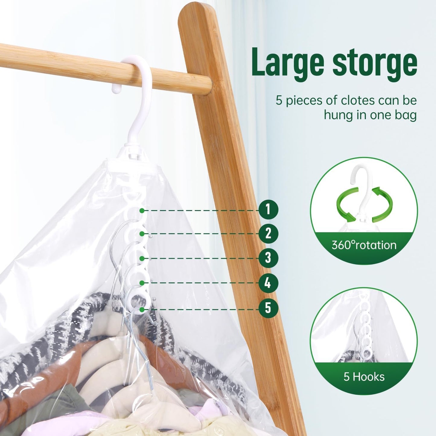 Hanging Vacuum Storage Bags For Clothes With Hand Pump,Coat Storage Bag Hanging,Vacuum Bags For Clothes,Space Saver Vacuum Storage Bags,Garment, Clothing, Dress, Suit, Long Coat, Jacket(Combo 4 Pack）