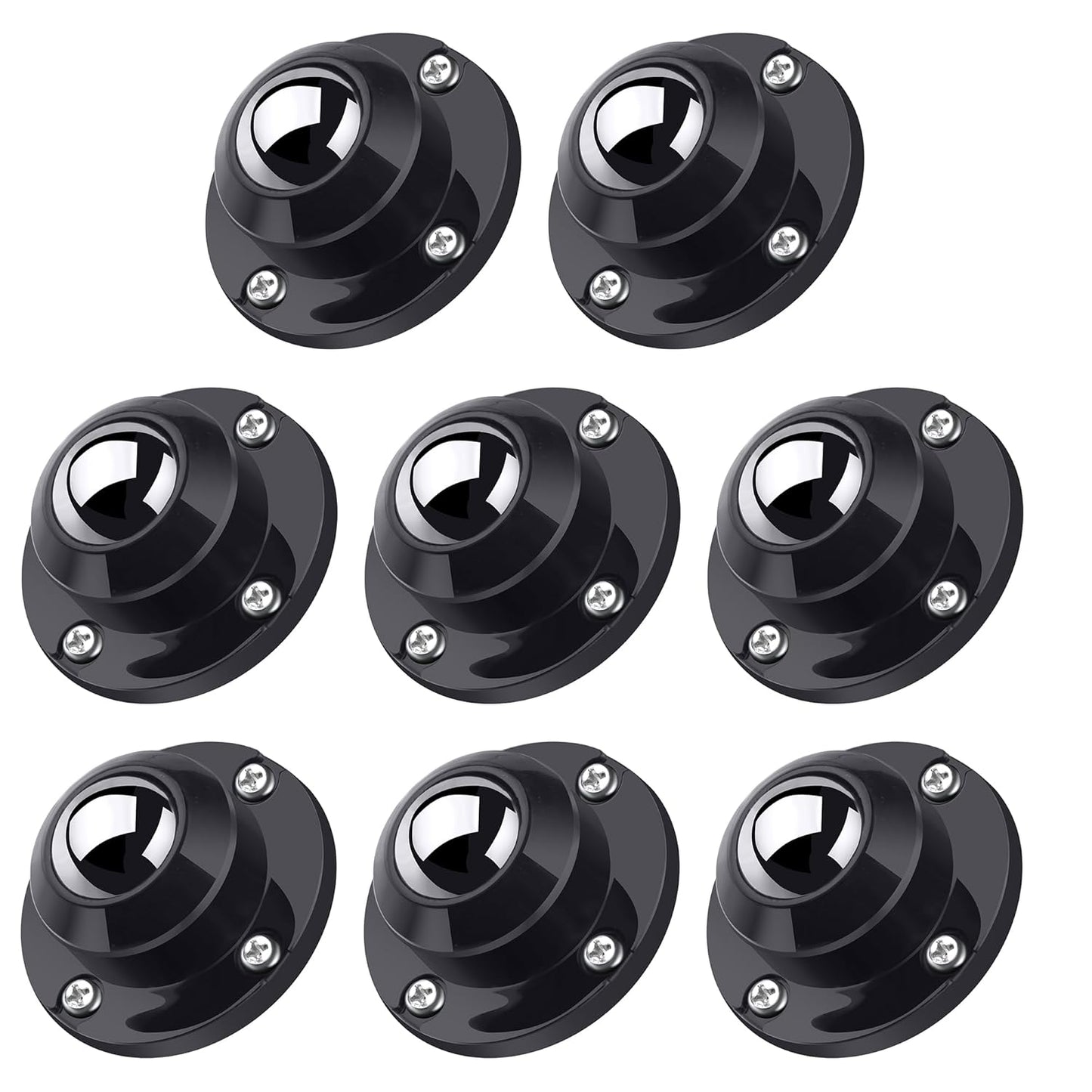 PlusRoc 8 Pack Anti-Rust Wheels Stainless Steel Self Adhesive Caster Wheels for Mop Bucket, Kitchen Appliance Rollers Sliders, Load Capacity 28LBS Per Wheel for Furniture