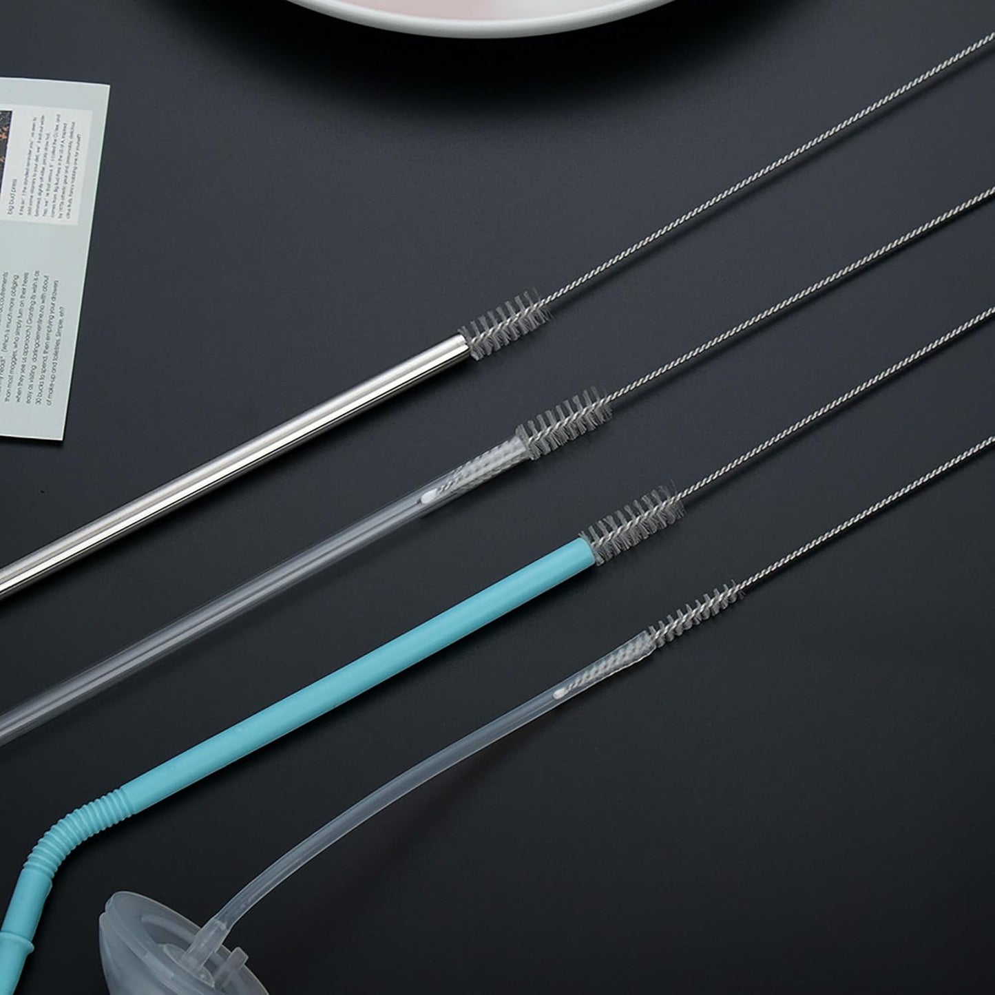 10Pack Straw Cleaner Brush- Long Stainless Steel Straw Brush for Cleaning Reusable Drinking Straws, Water Bottles and Pipes(9 * 0.4-inch)