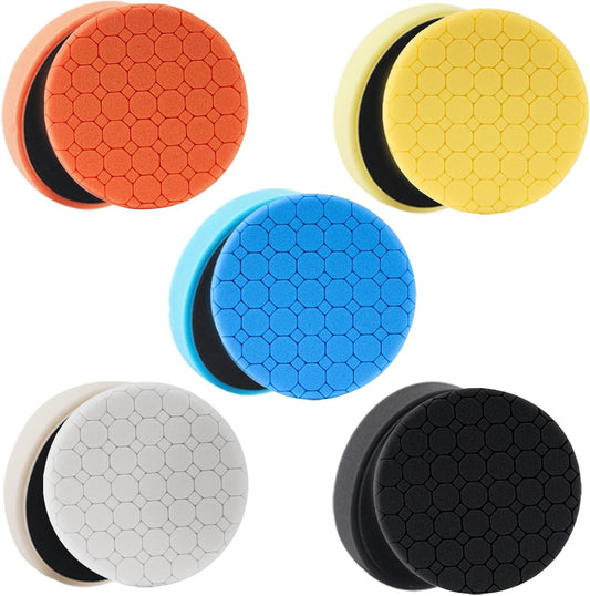 Buffing Polishing Pads, 5Pack 6.5 Inch Face for 6 Inch Backing Plate Compound Buffing Sponge Pads Cutting Polishing Pad Kit for Car Buffer Polisher, Polishing and Waxing