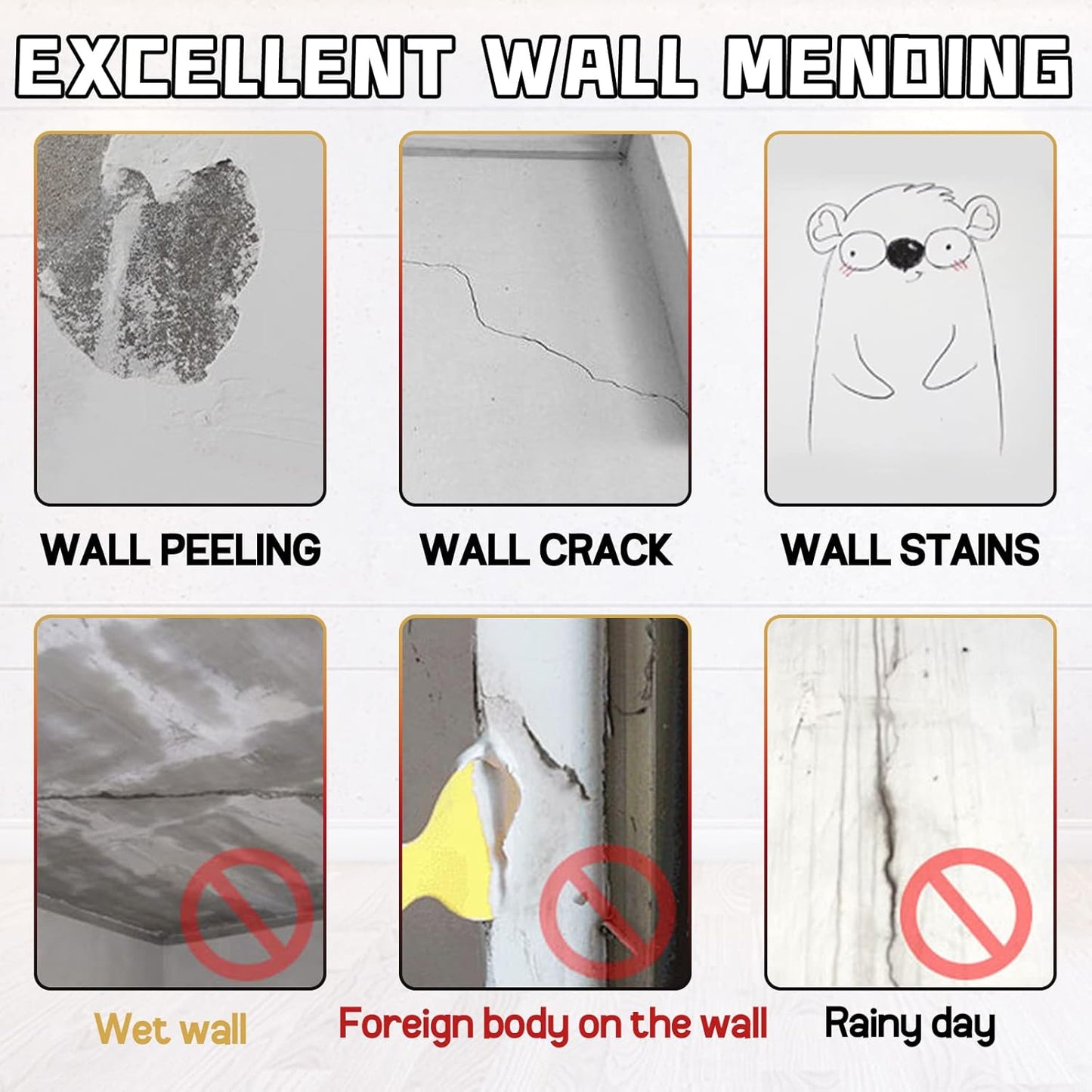 Drywall Patch Repair Kit with Scraper, White Wall Mending Agent with 2 Pcs Aluminum Drywall(2 inches), Plaster Dent Repair and Wood Scratch Repair