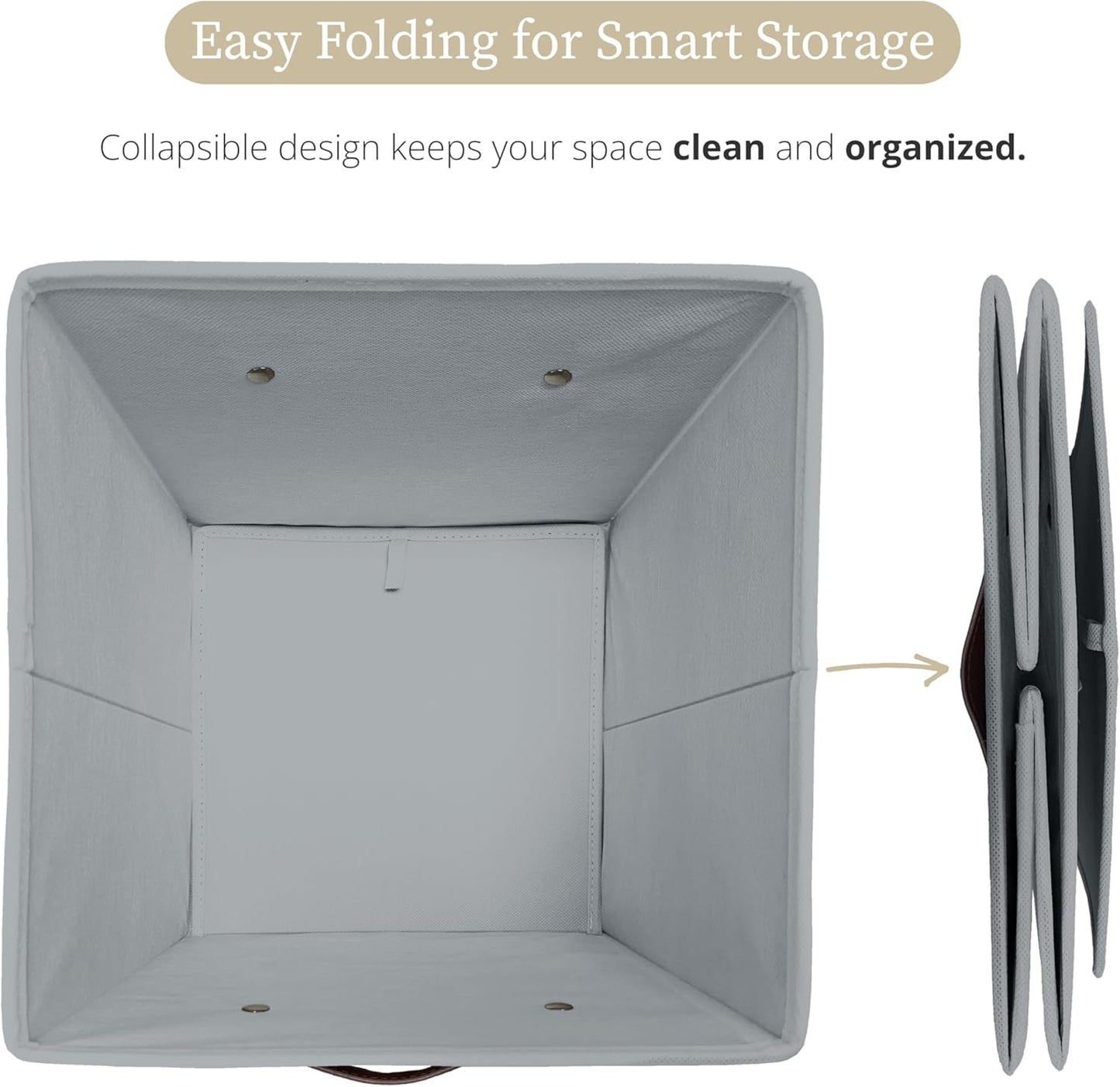 DECOMOMO Storage Baskets, 13x15x13 Storage Cube Bins with Labels for Organizing Shelves Kallax (Kallax / 4pcs, Grey)