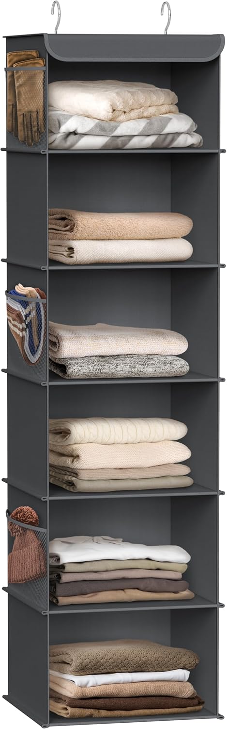 Simple Houseware 6 Shelf Hanging Closet Organizer, Dark Gray