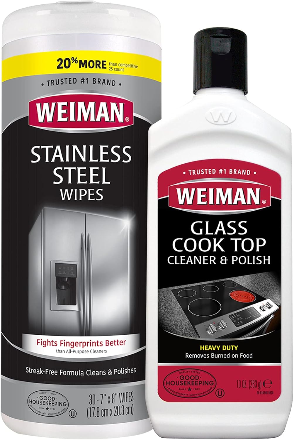Weiman Heavy Duty Cooktop Polish & Stainless Steel Wipes - Powerful Appliance Kitchen Cleaning Kit - Packaging May Vary