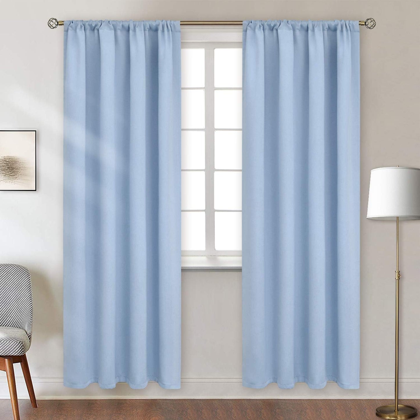 BGment Baby Blue Room Darkening Curtains 84 Inch Length for Kids Bedroom - Thermal Insulated Drapes with Rod Pocket Darkening Privacy for Living Room, 42 x 84 Inch, 2 Panels