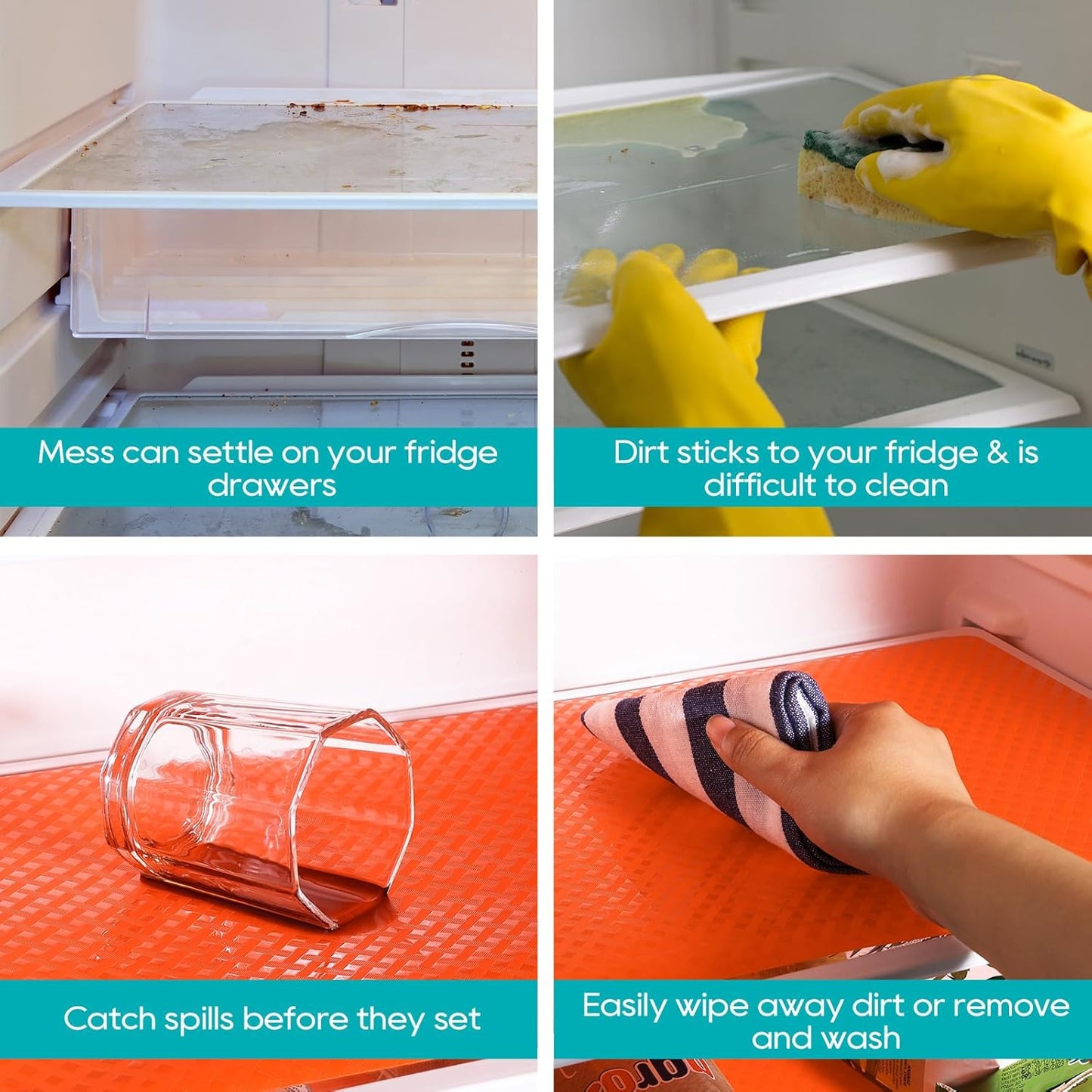 Fridge Liner Shelf Liners for Kitchen Cabinet Refrigerator Liners Waterproof & Oil-Proof Kitchen Cupboard Liner Non Adhesive Drawer Mats EVA Material for Shelves -Red 11.8 x 59 Inches