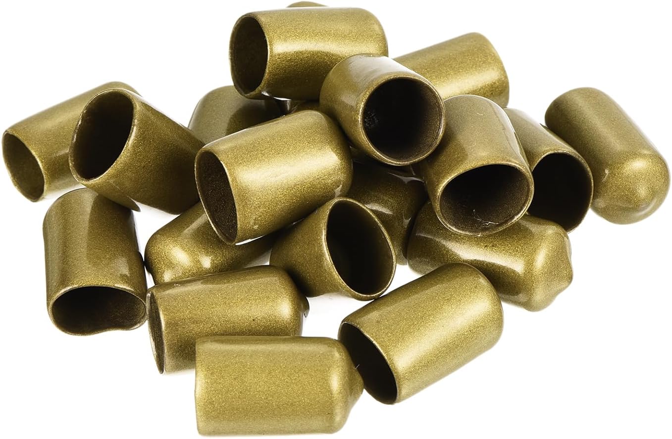 uxcell 20pcs Rubber End Caps 12.5mm(1/2 inch) ID Vinyl Round Tube Bolt Cap Cover Thread Protectors Gold