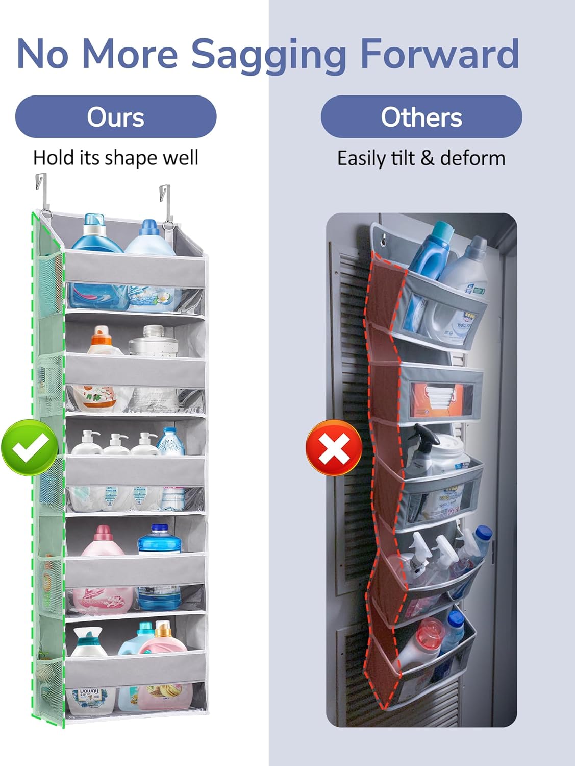 ULG 2 Pack 5-tier Over the Door Organizer Light Gray