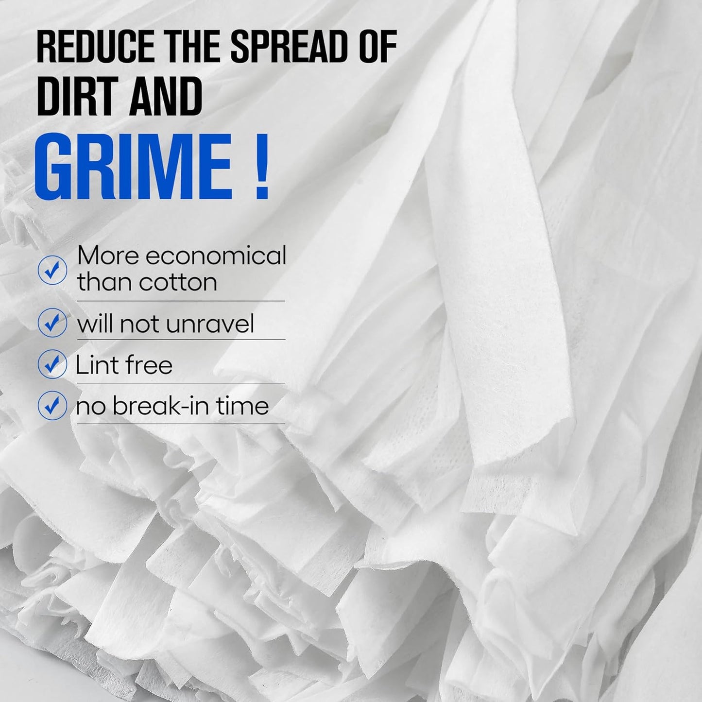 Matthew Cleaning Looped-Open Disposable Industrial Wet Mop Head 1.25'' Universal Headband Non-Woven Commercial Replacement for Indoor & Outdoor Use, Floor Cleaning String Mop Refill 6 Pack